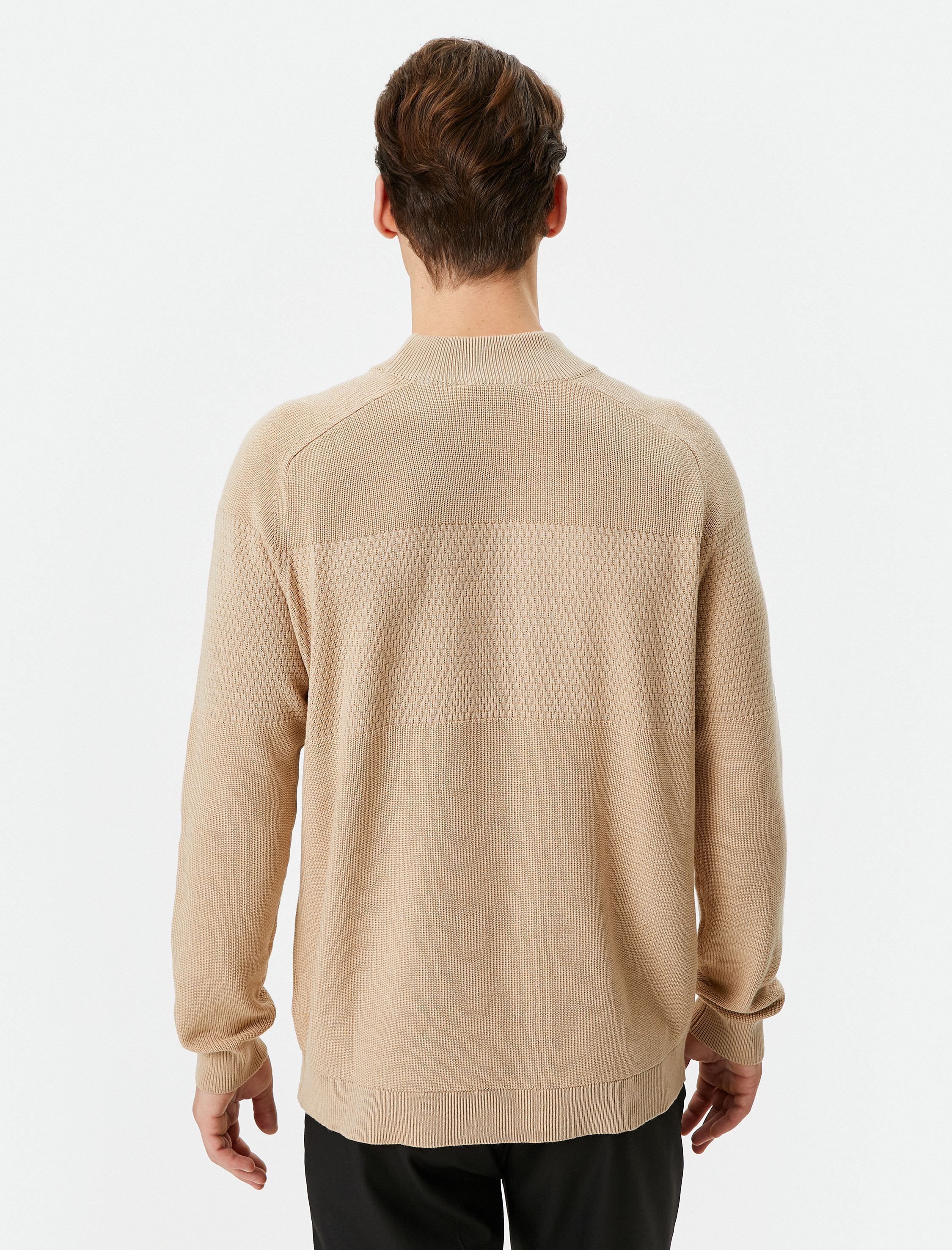   Yarım Balıkçı Yaka Kazak Triko Slim Fit Dokulu