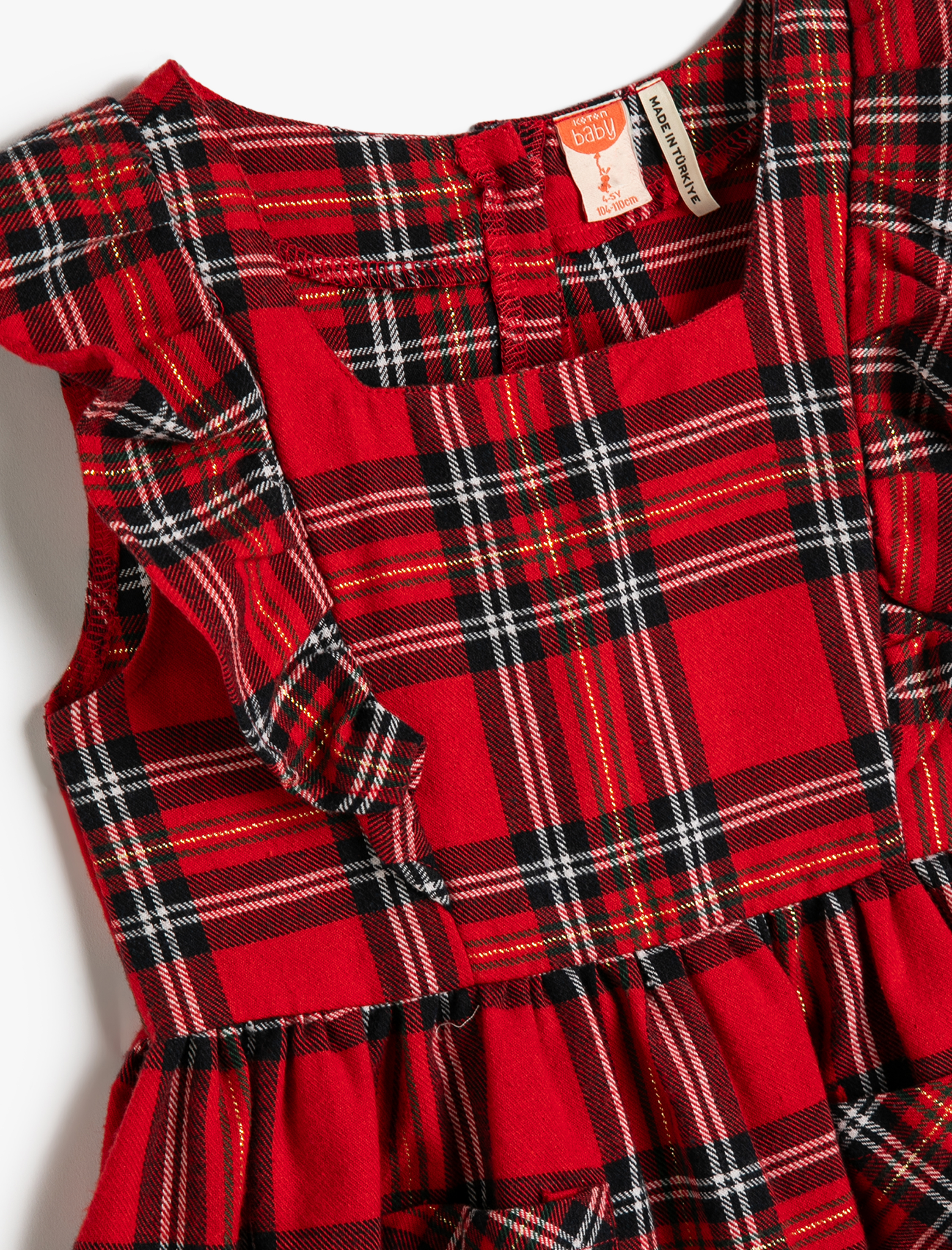 Kız Bebek Fırfırlı Elbise Bisiklet Yaka Cep Detaylı