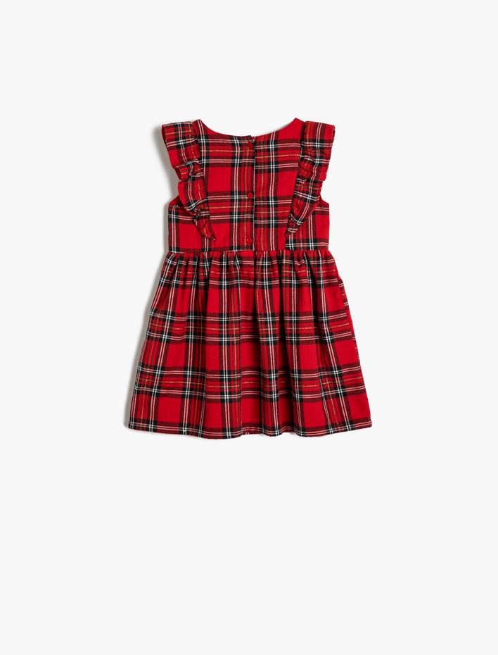 Kız Bebek Fırfırlı Elbise Bisiklet Yaka Cep Detaylı