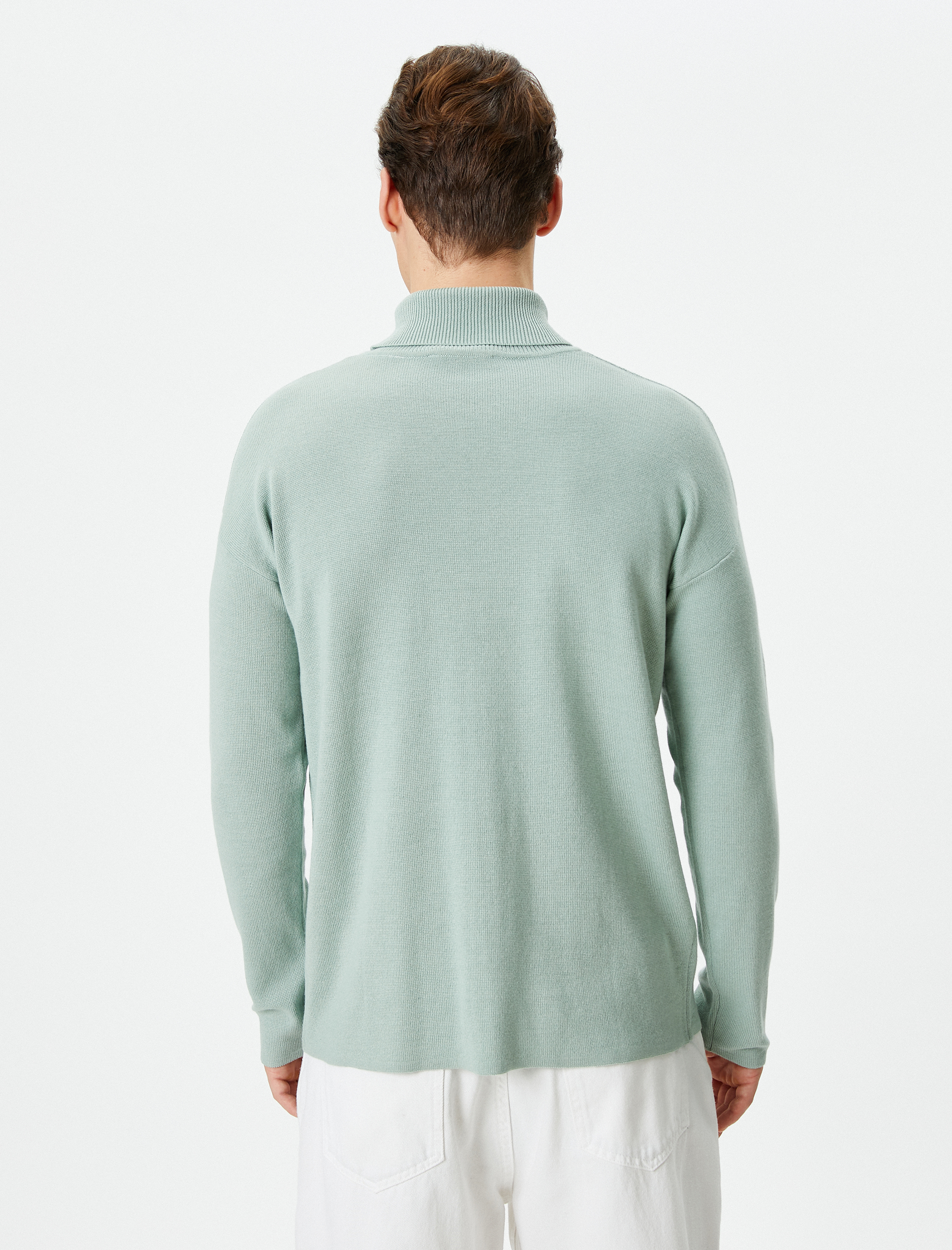   Boğazlı Kazak Triko Cep Detaylı Uzun Kollu