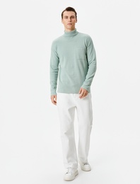 Boğazlı Kazak Triko Cep Detaylı Uzun Kollu