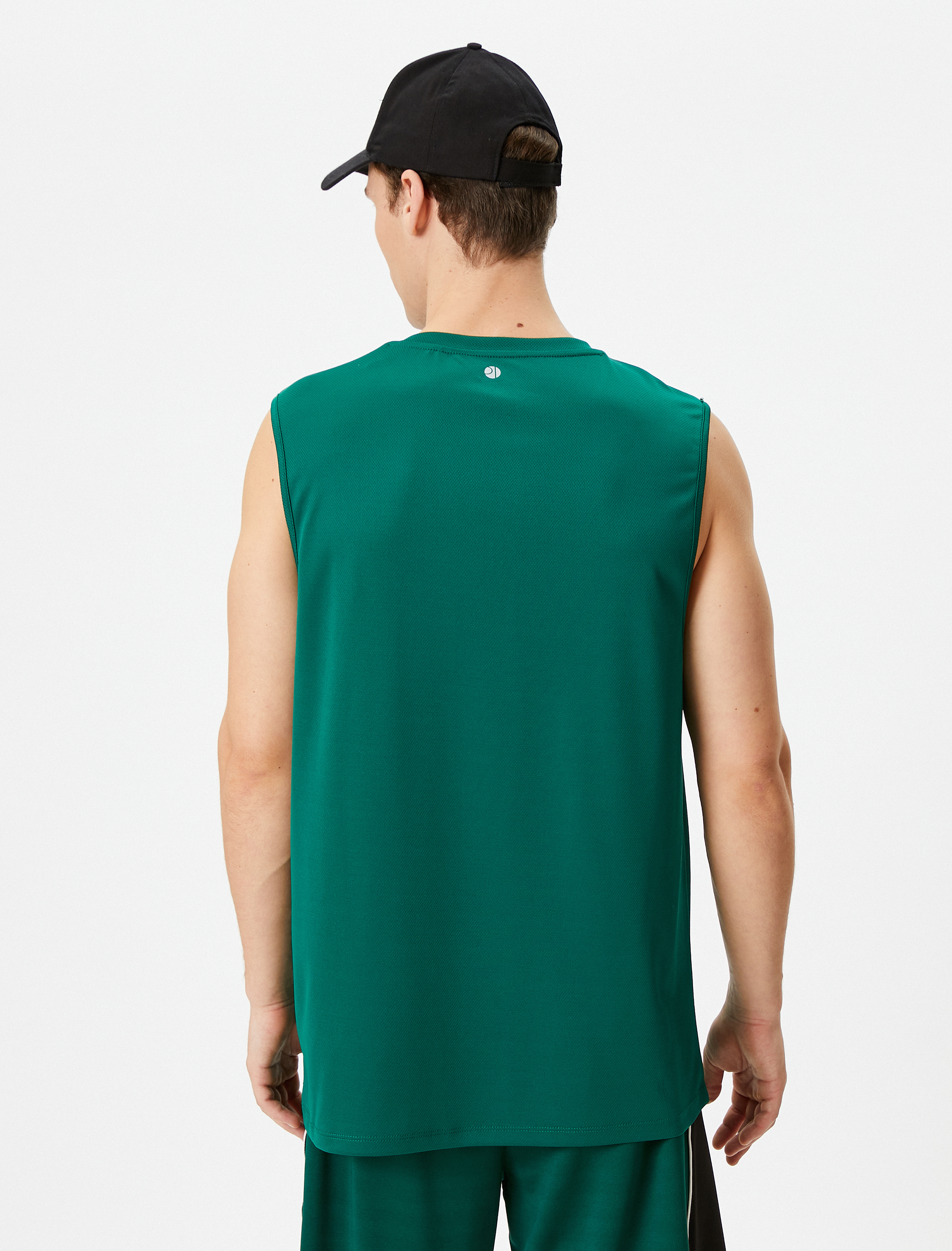   Sporcu Atleti Bisiklet Yaka Şerit Detaylı Kolsuz