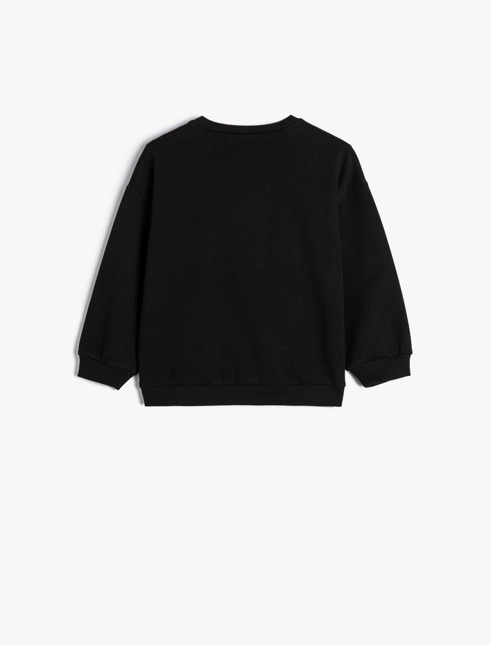 Kız Bebek Sweatshirt Yılbaşı Temalı Pullu Payetli Şardonlu Pamuklu