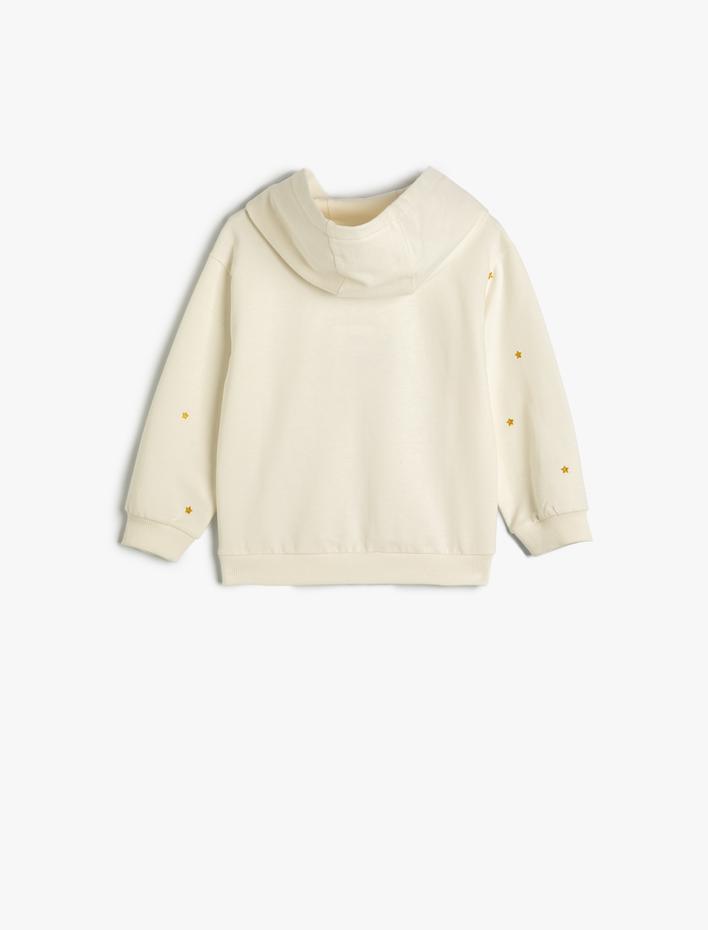 Kız Bebek Kapşonlu Sweat Yeni Yıl Baskı Detaylı Şardonlu Pamuklu