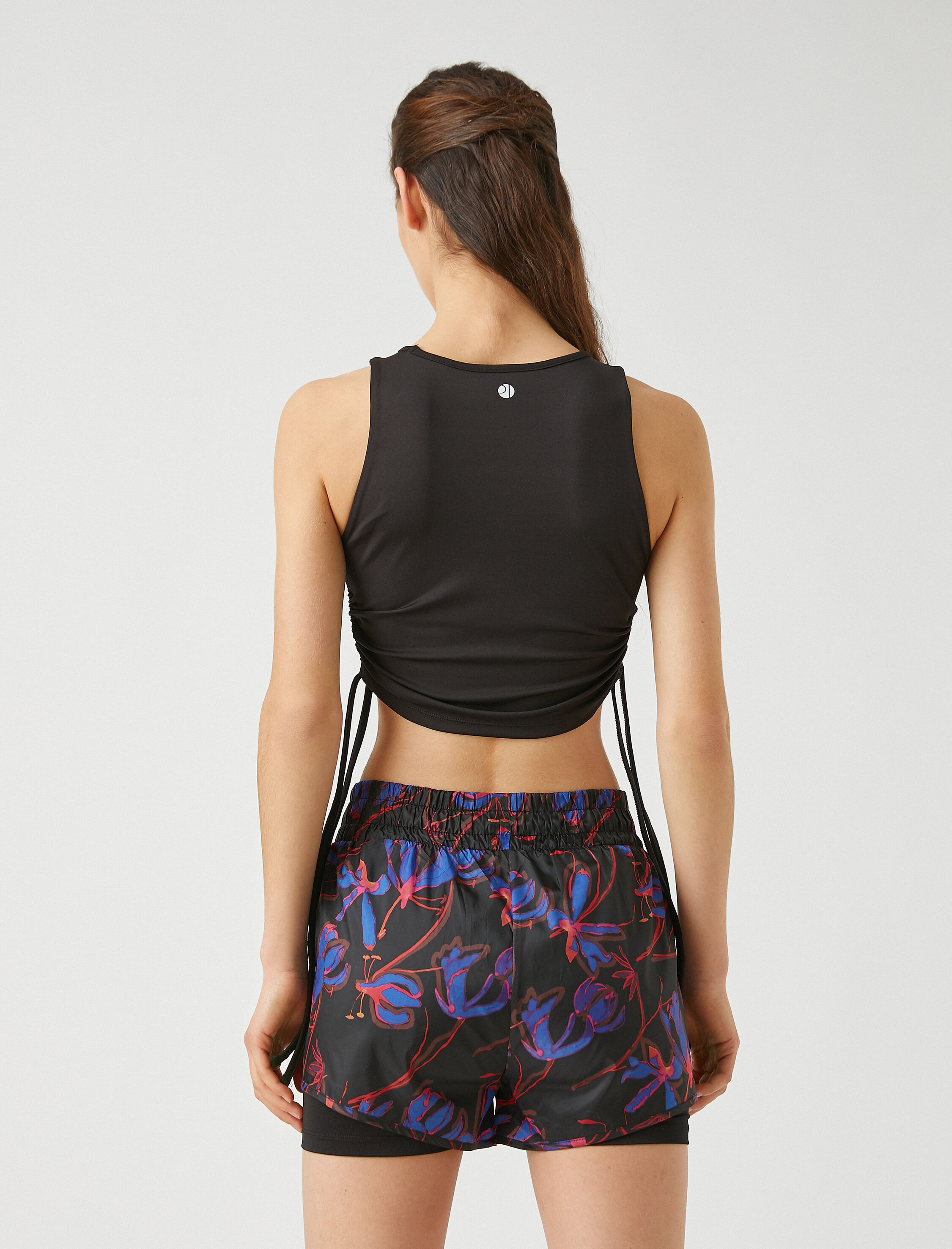 Halter Yaka Yanları Büzgülü Crop Atlet
