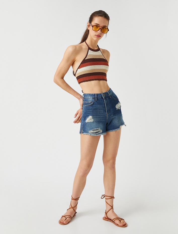  Yüksek Bel Kot Şort