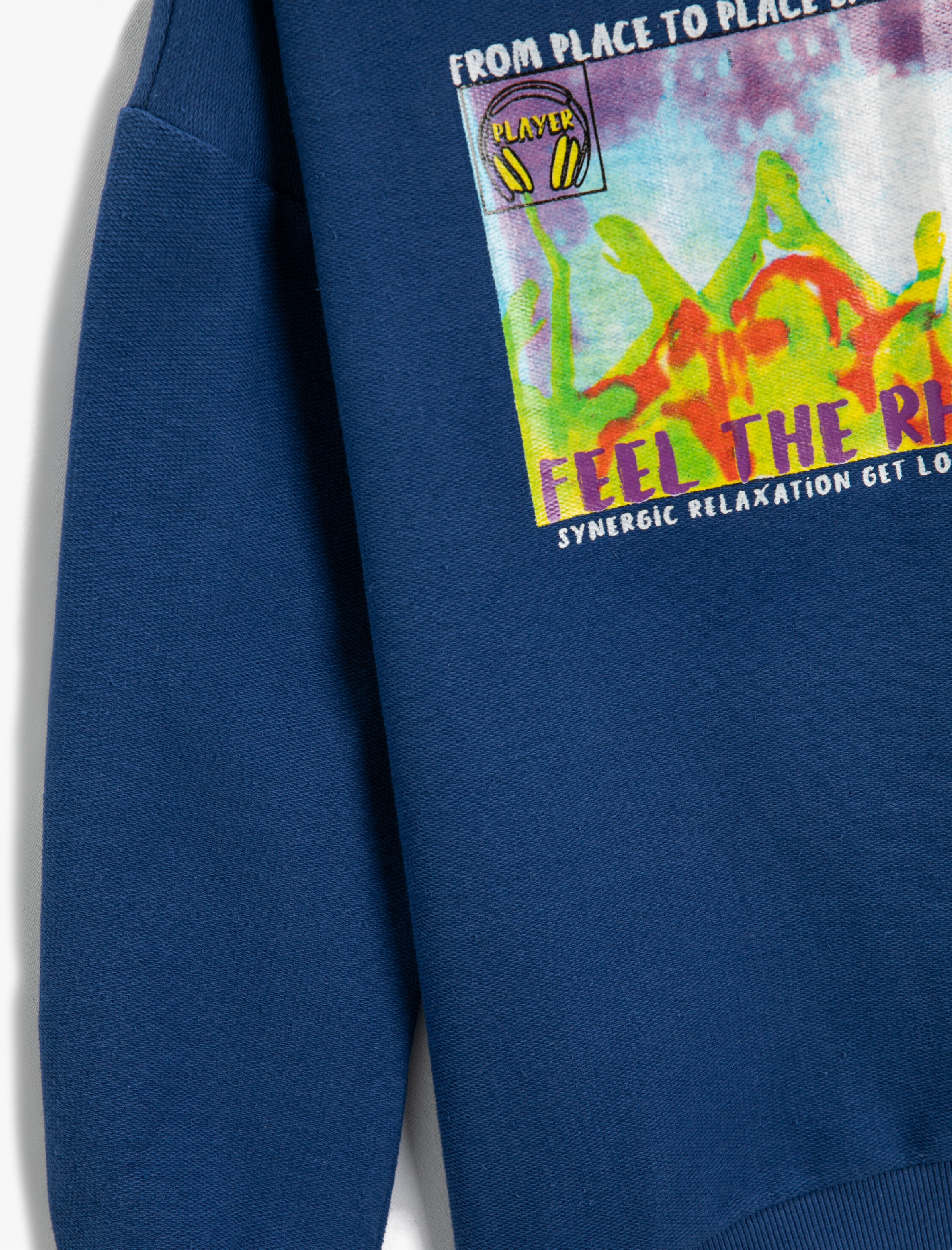  Erkek Çocuk Müzik Temalı Slogan Baskılı Kapşonlu Sweatshirt Pamuklu