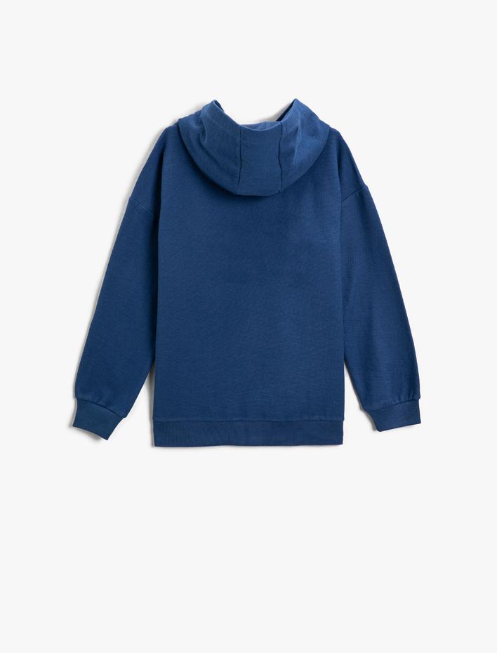 Erkek Çocuk Müzik Temalı Slogan Baskılı Kapşonlu Sweatshirt Pamuklu