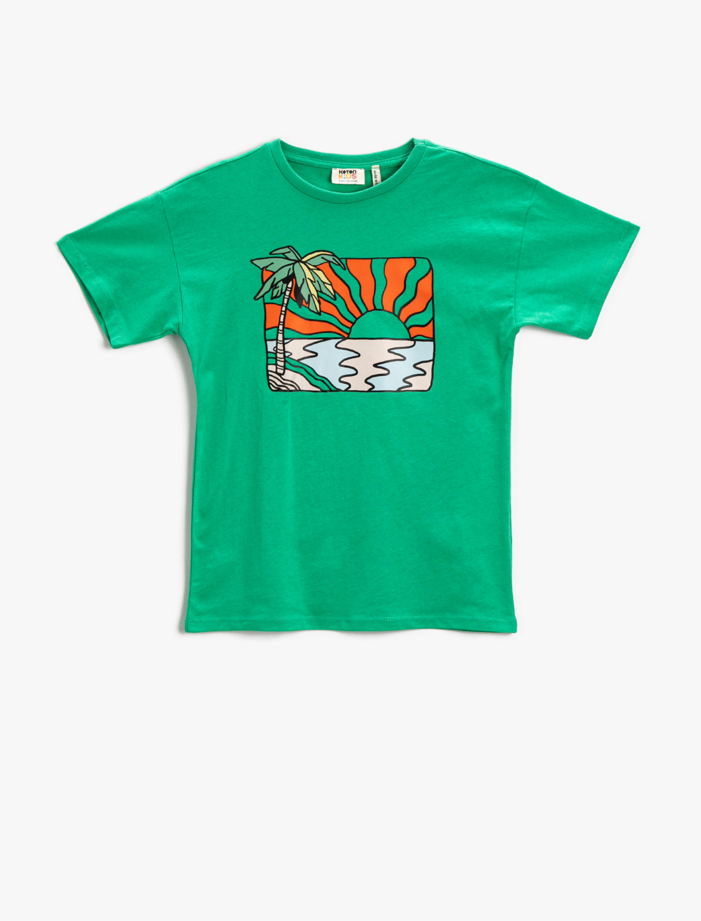  Erkek Çocuk Baskılı Tişört Kısa Kollu Bisiklet Yaka Pamuklu