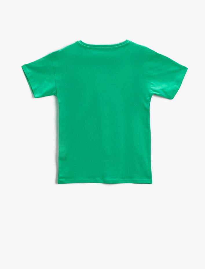 Erkek Çocuk Baskılı Tişört Kısa Kollu Bisiklet Yaka Pamuklu