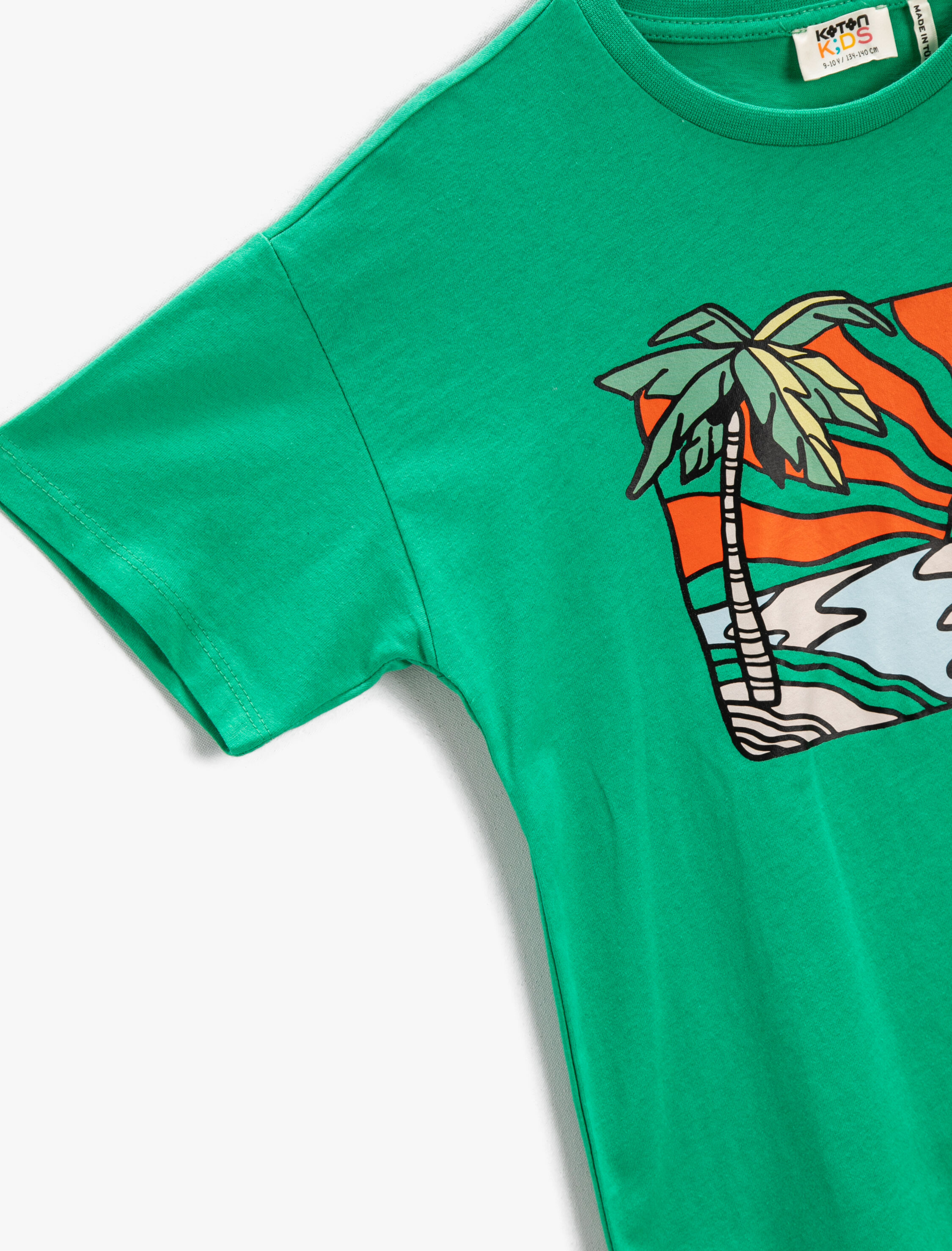  Erkek Çocuk Baskılı Tişört Kısa Kollu Bisiklet Yaka Pamuklu