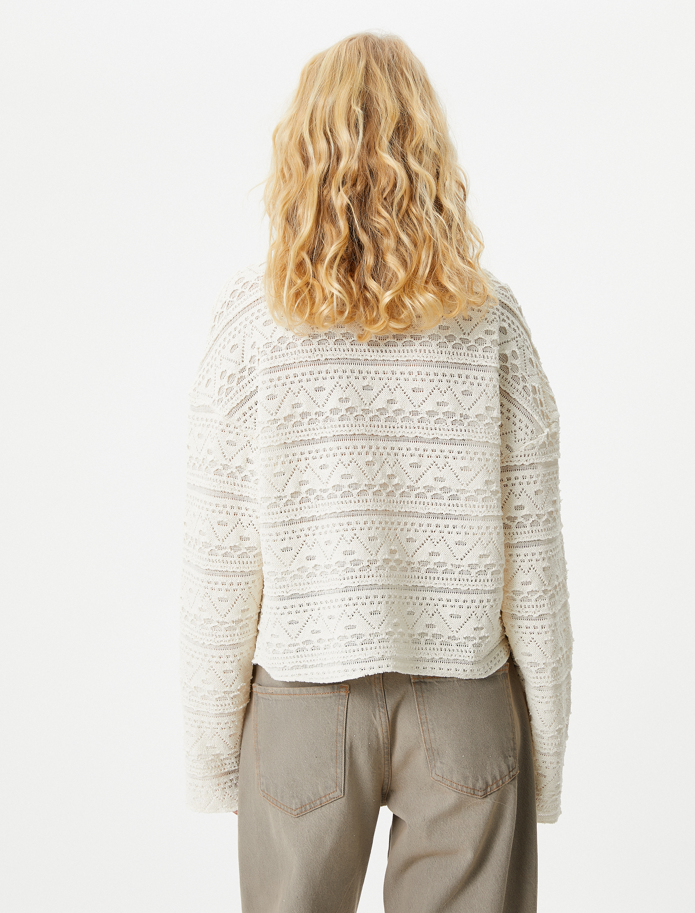   Uzun Kollu Tişört Bisiklet Yaka Slim Fit İşlemeli Dokulu