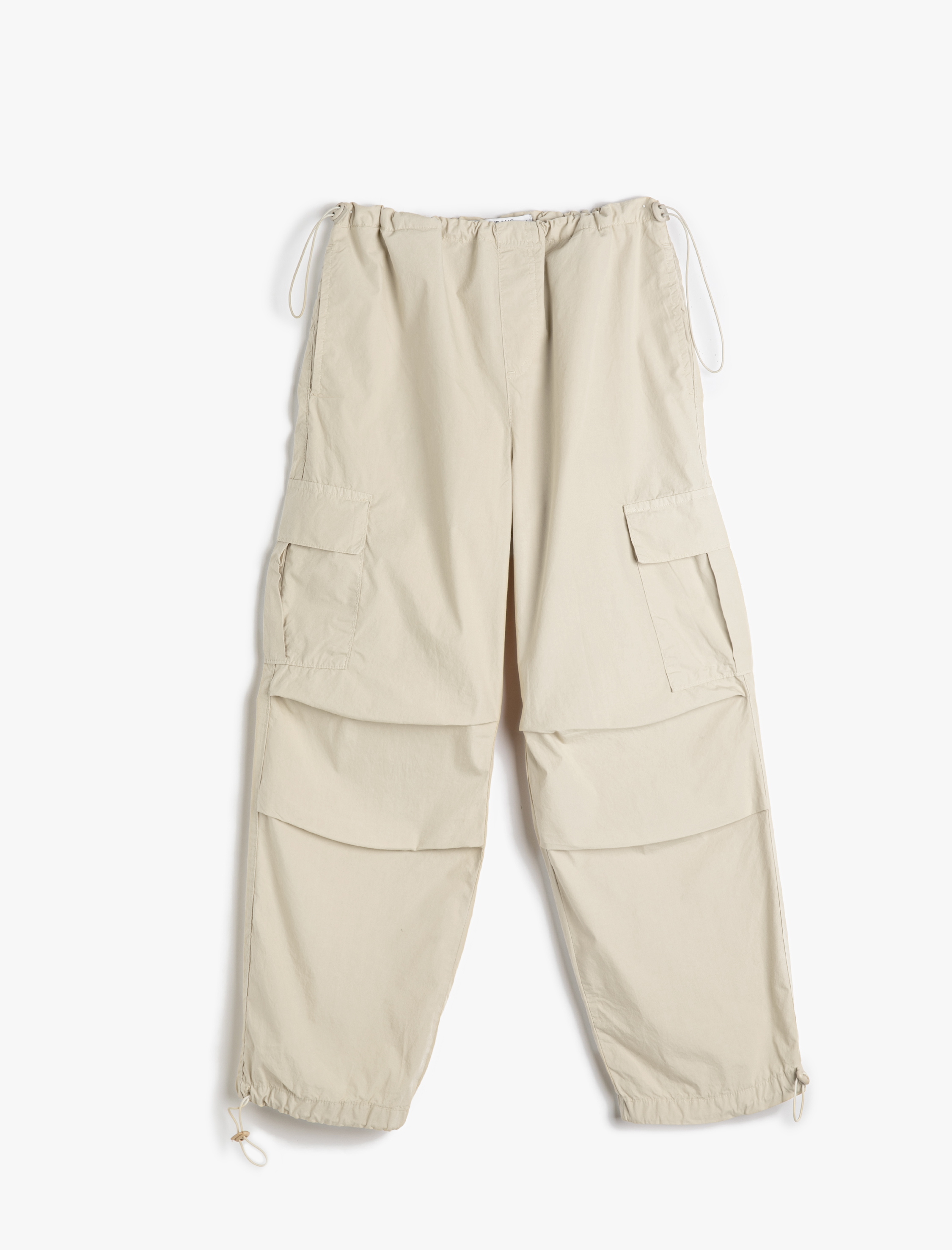  Paraşüt Pantolon Oversize Kargo Cepli Beli ve Paçaları Lastikli Pamuklu