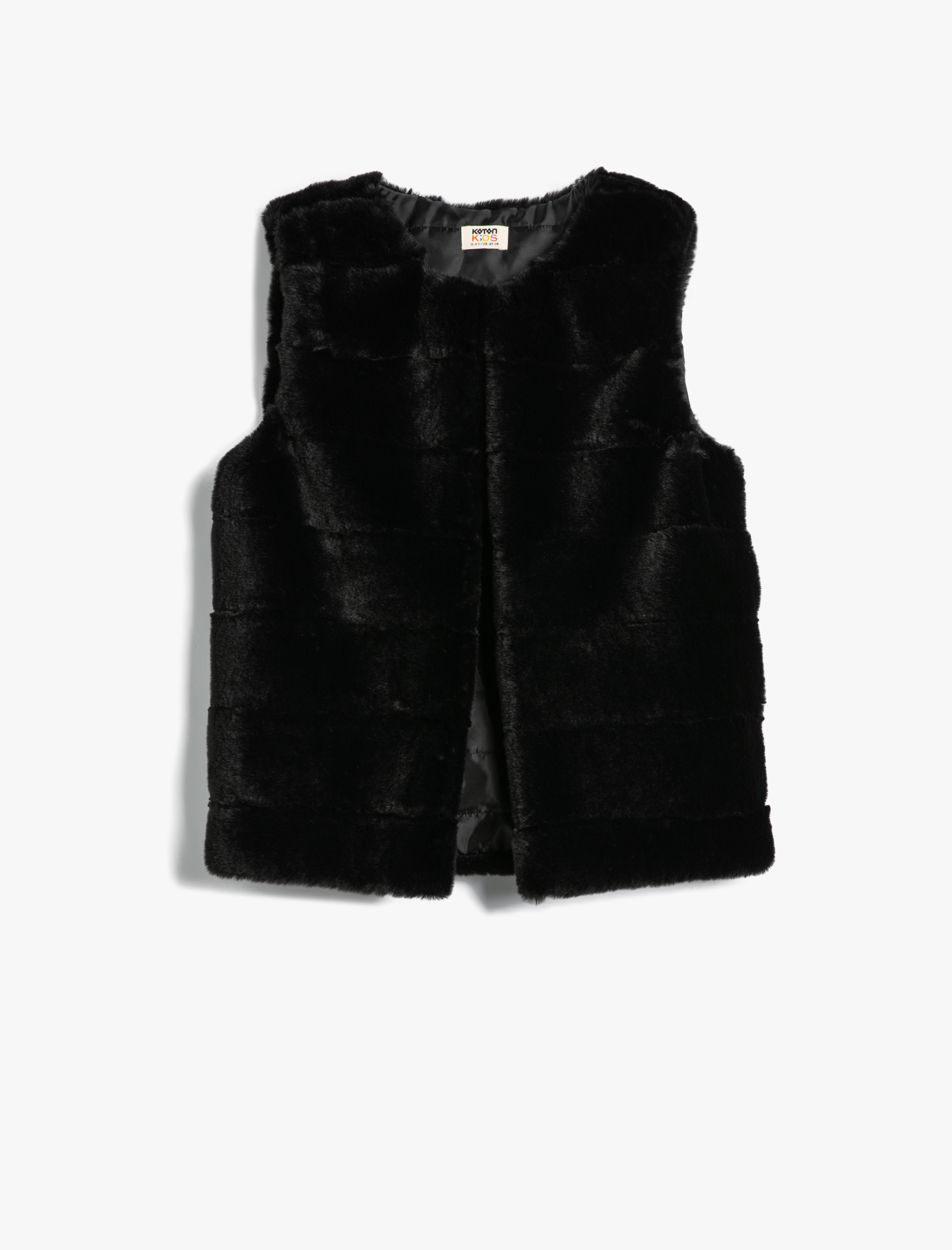  Kız Çocuk Peluş Yelek Yuvarlak Yaka Kolsuz