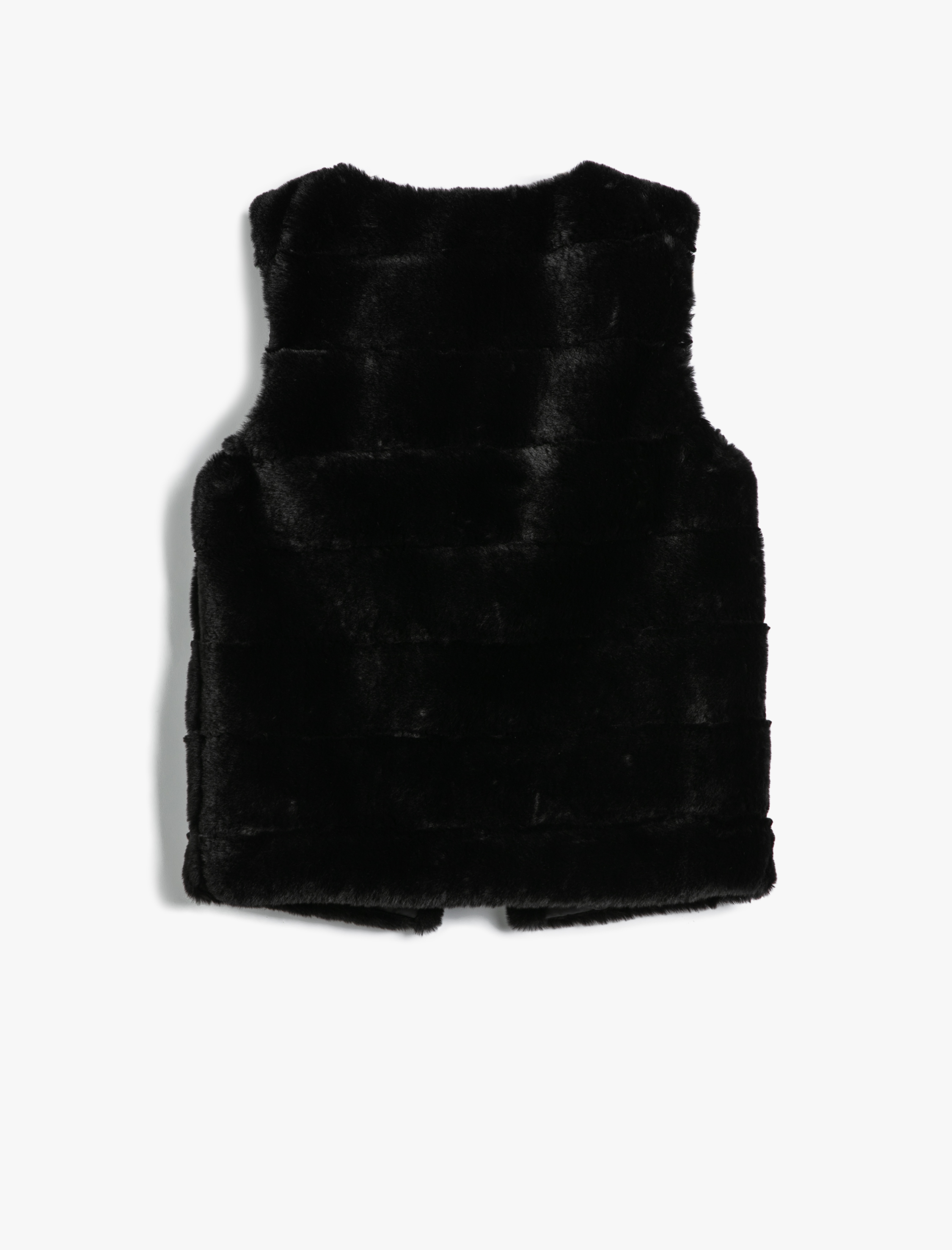  Kız Çocuk Peluş Yelek Yuvarlak Yaka Kolsuz