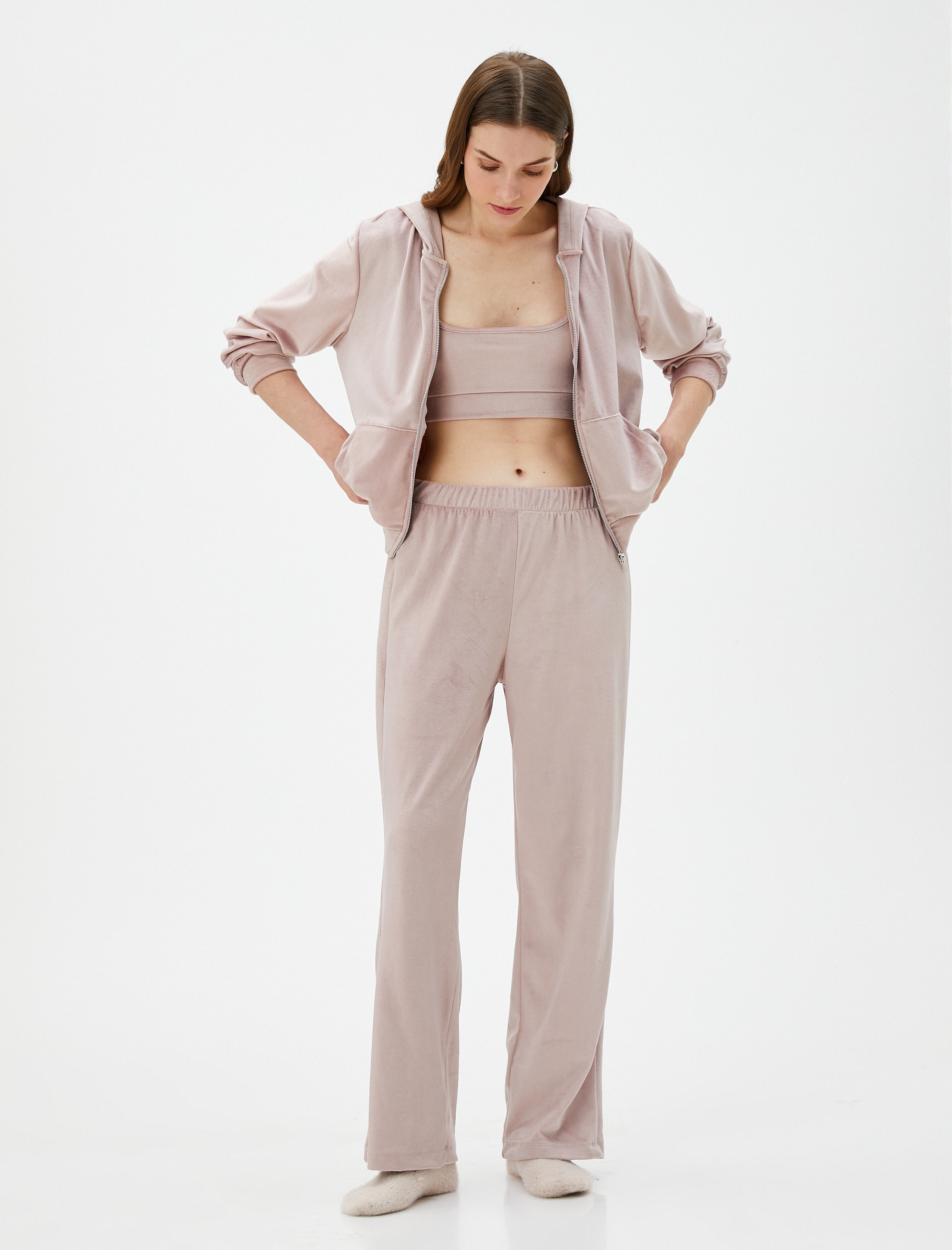   Kışlık Pijama Altı Kadife Yumuşak Dokulu Beli Lastikli