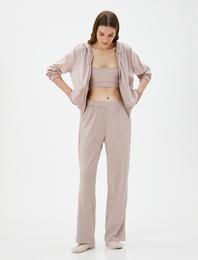 Kışlık Pijama Altı Kadife Yumuşak Dokulu Beli Lastikli