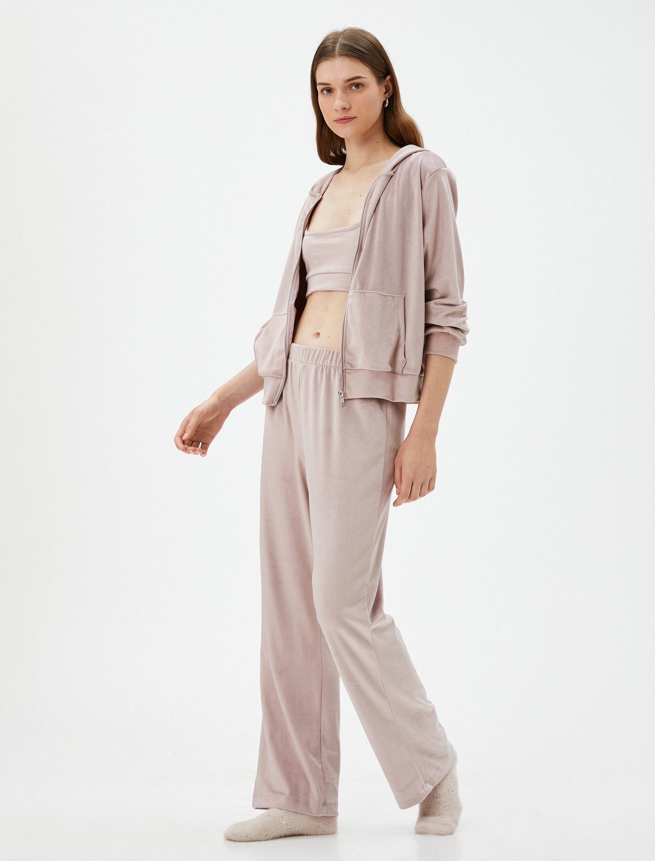   Kışlık Pijama Altı Kadife Yumuşak Dokulu Beli Lastikli