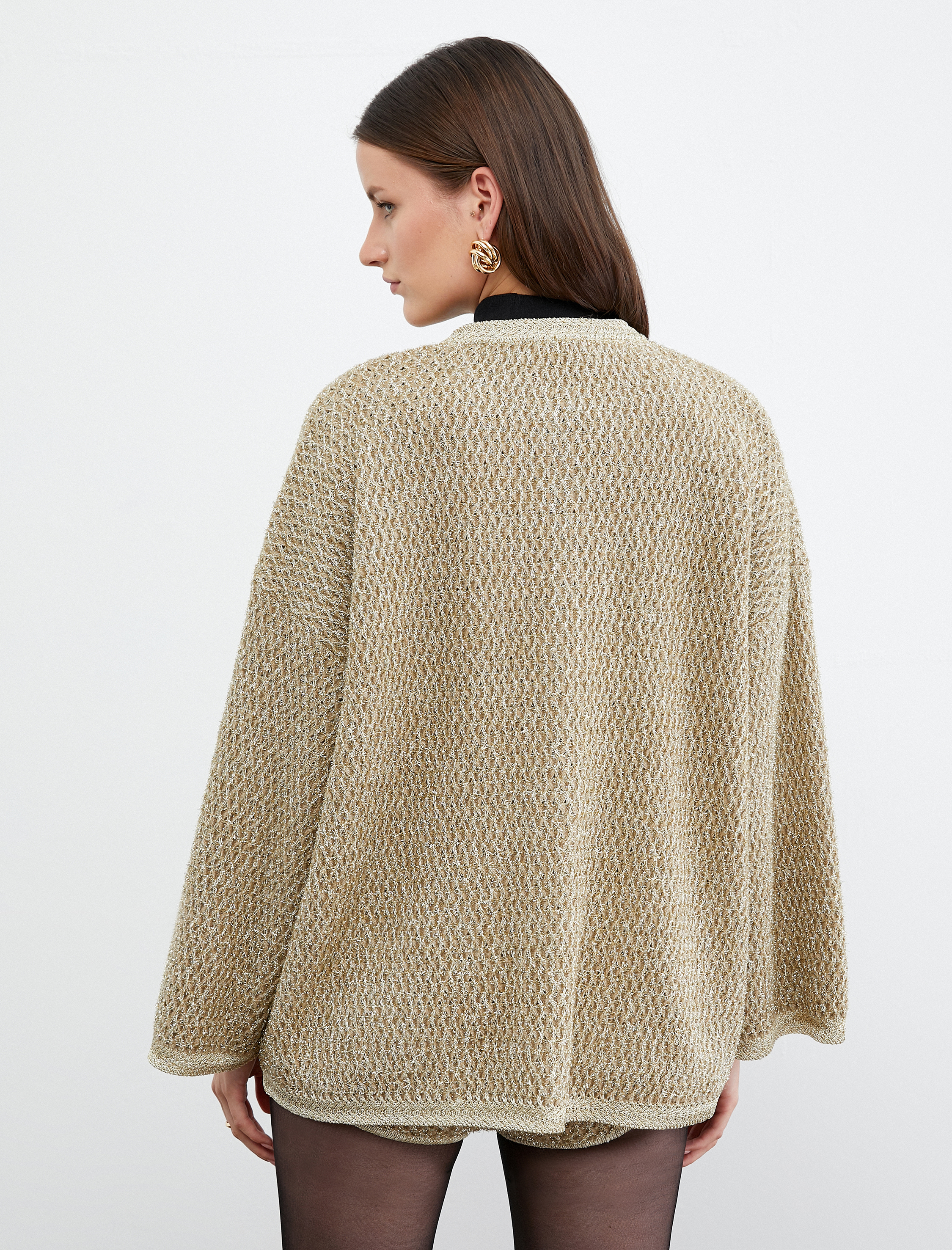   Tuba Ünsal X Koton - Simli Düğmeli Oversize Hırka