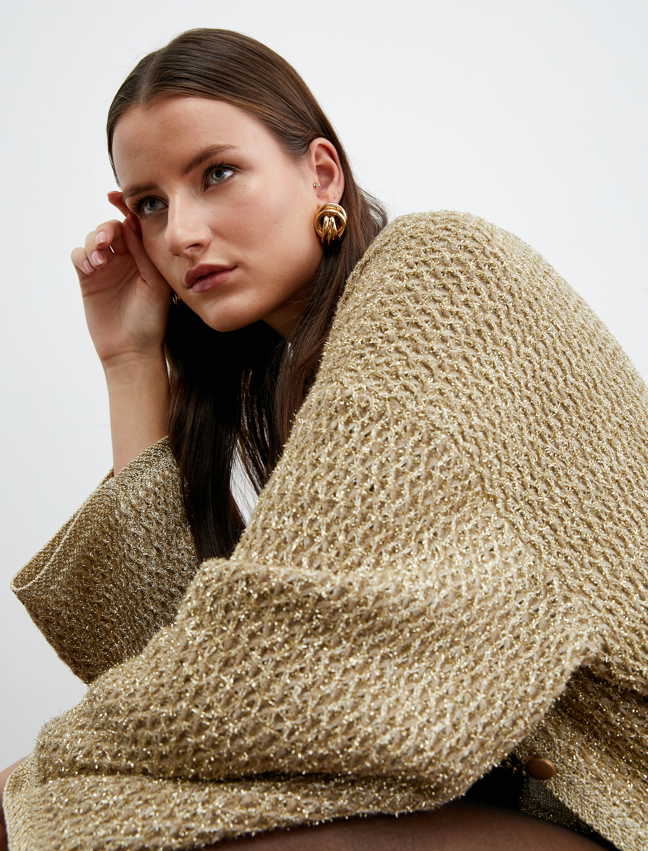   Tuba Ünsal X Koton - Simli Düğmeli Oversize Hırka