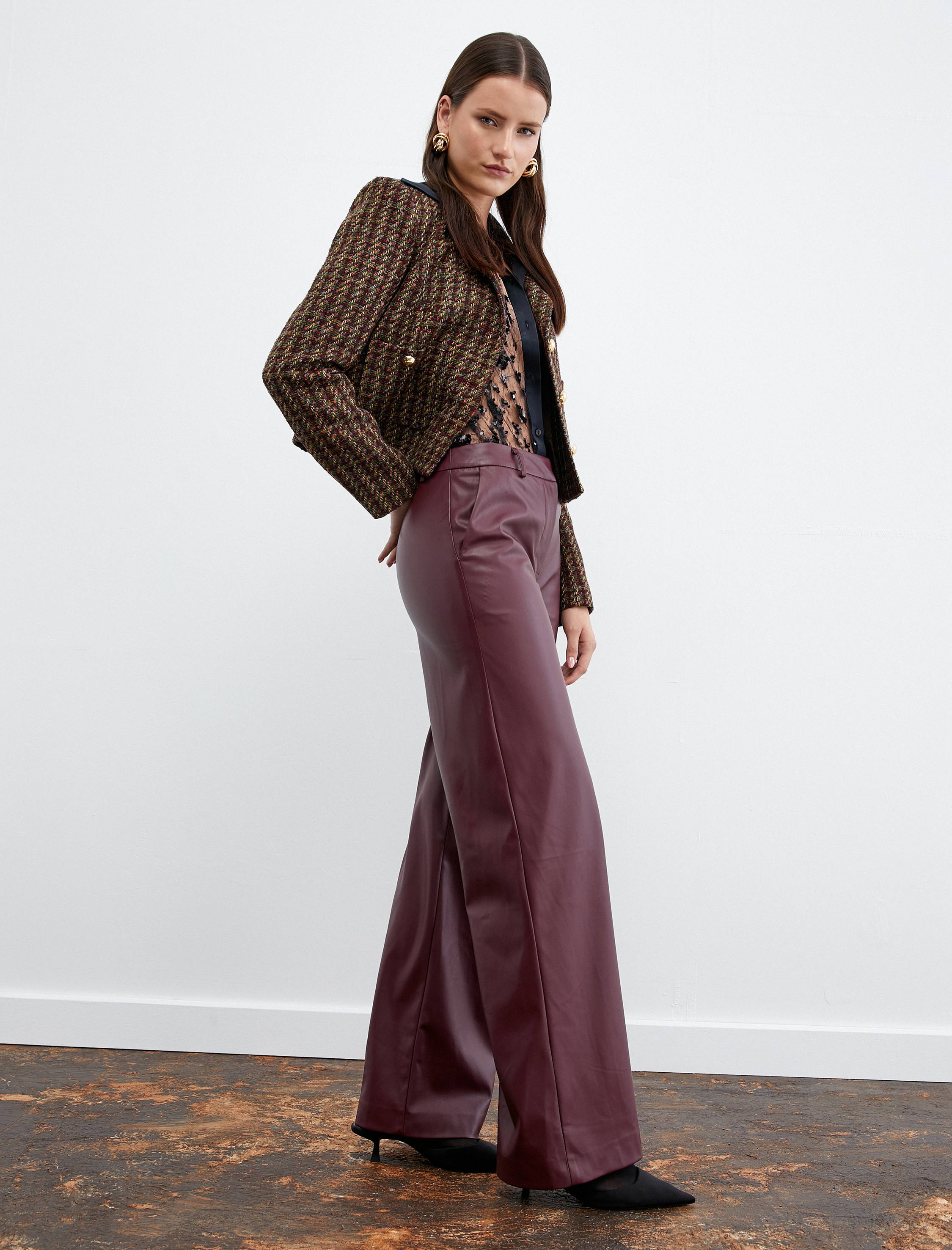   Bol Paça Suni Deri Pantolon