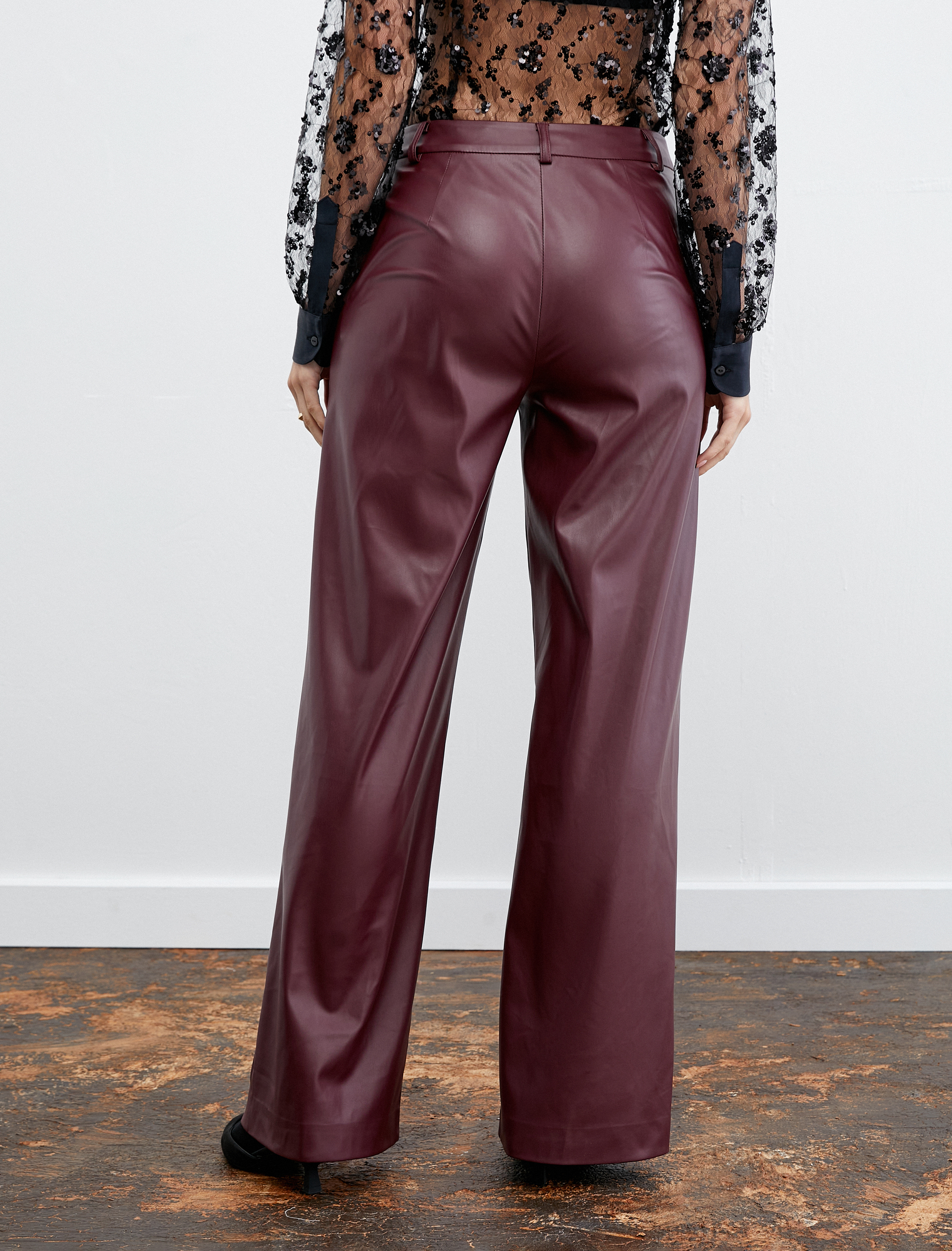   Bol Paça Suni Deri Pantolon