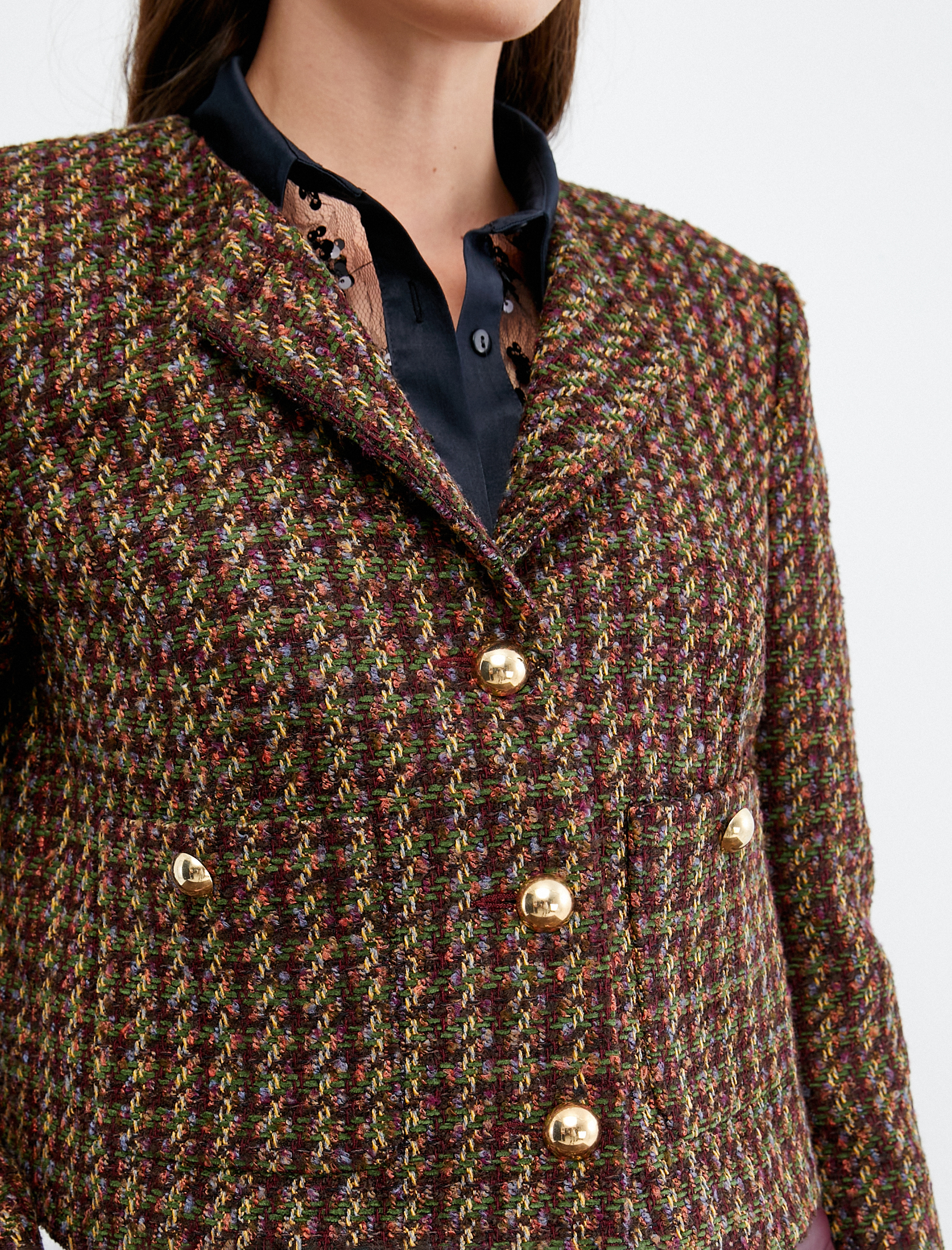   Düğmeli Cepli Tüvit Ceket