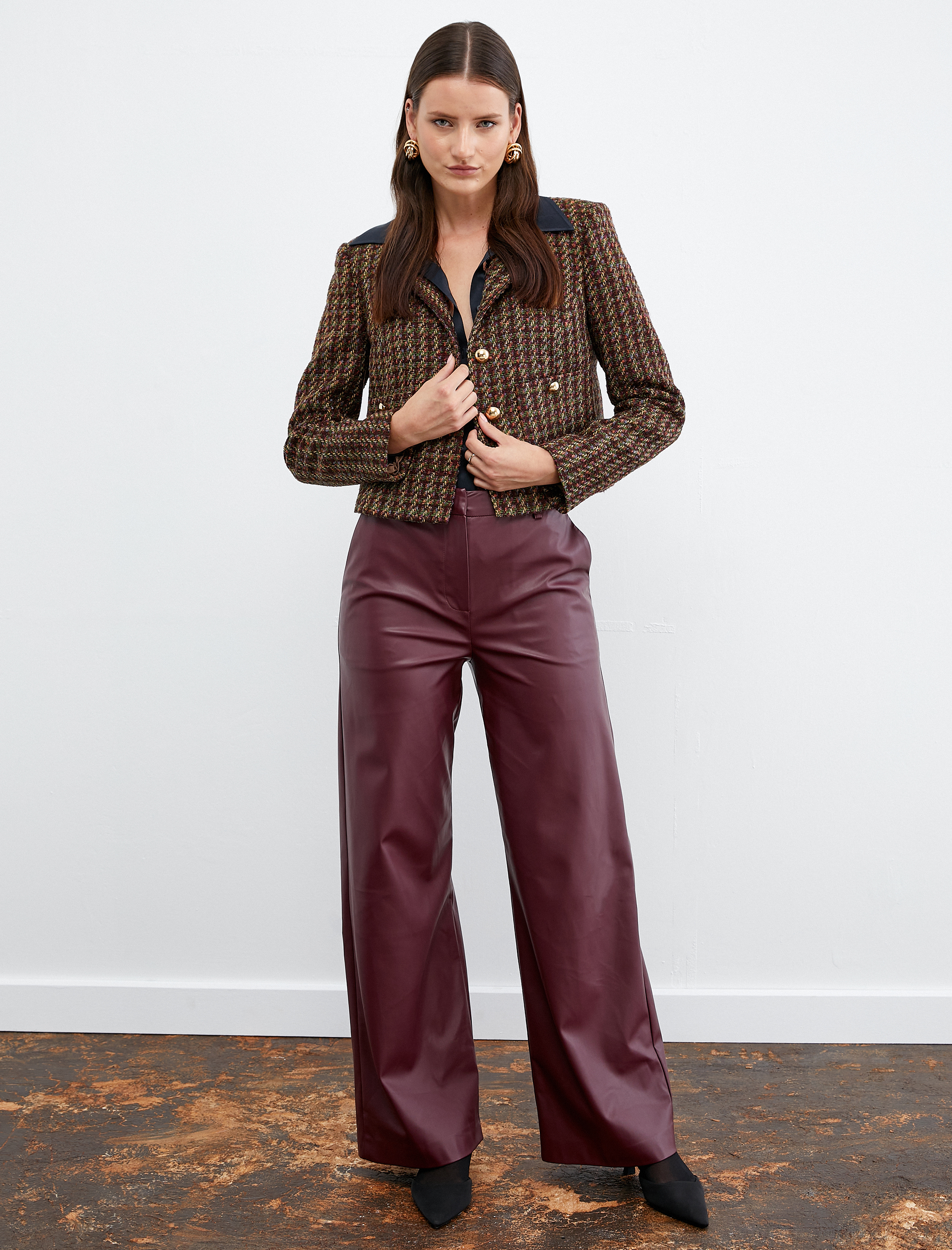   Düğmeli Cepli Tüvit Ceket