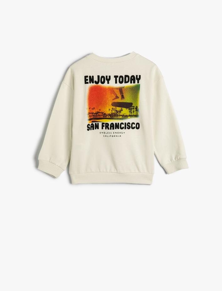 Erkek Bebek Sweatshirt Uzun Kollu Bisiklet Yaka Şardonlu Pamuklu