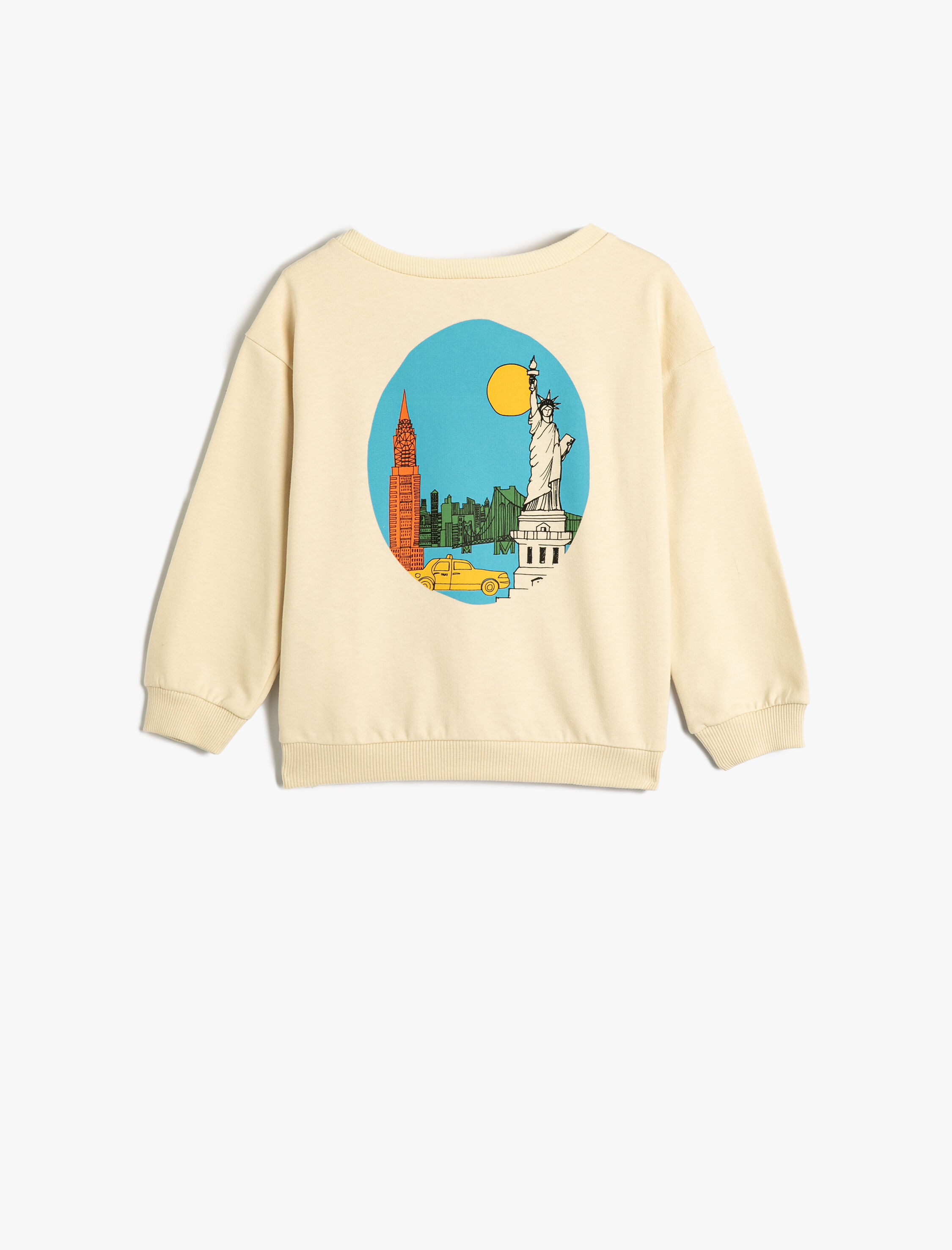  Erkek Bebek Sweatshirt Uzun Kollu Bisiklet Yaka Şehir Temalı Şardonlu