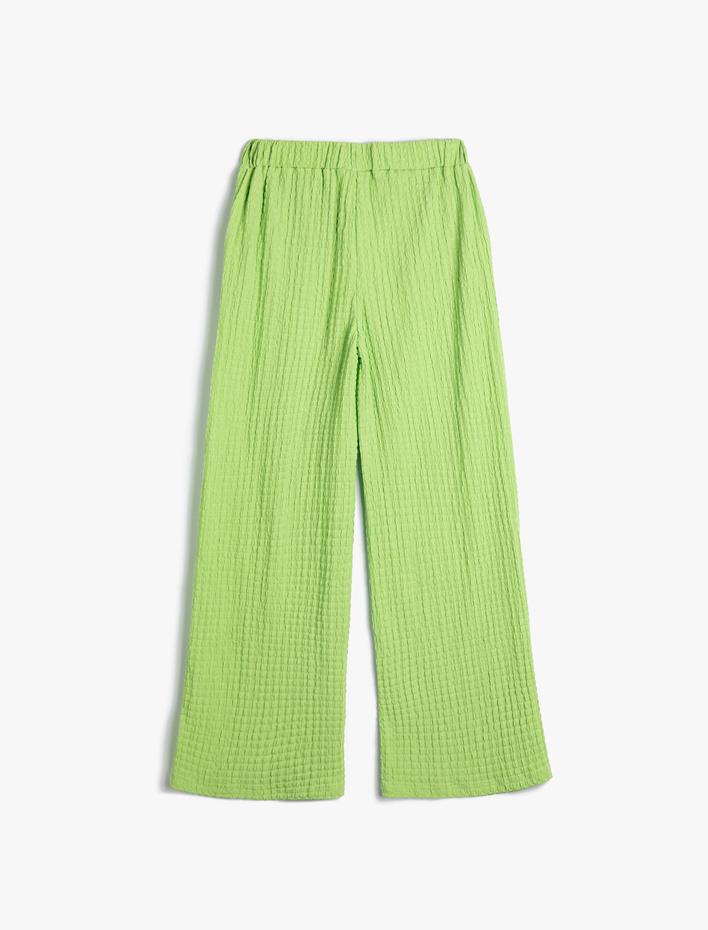 Kız Çocuk Pantolon Bol Paça Rahat Kesim Beli Lastikli