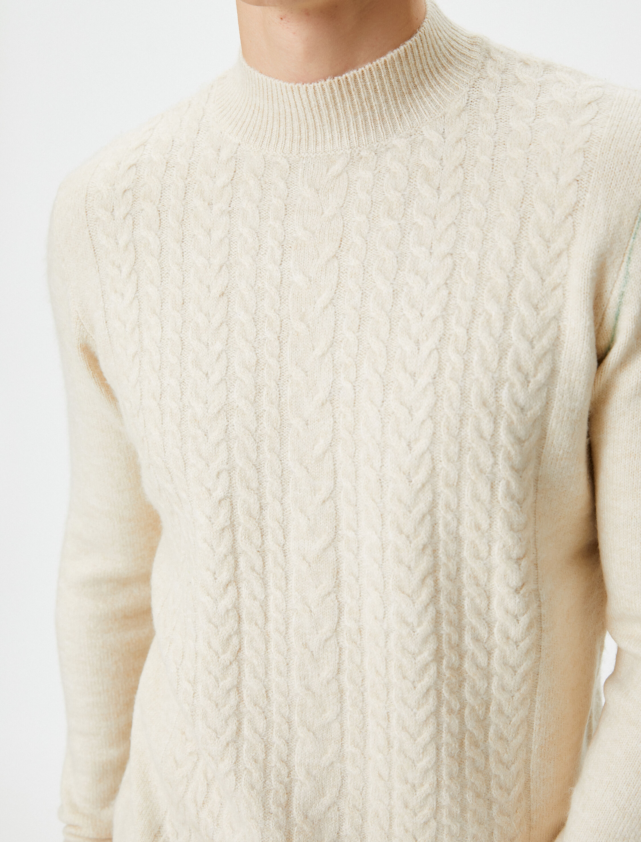   Yarım Balıkçı Yaka Kazak Triko Slim Fit Örgü Dokulu