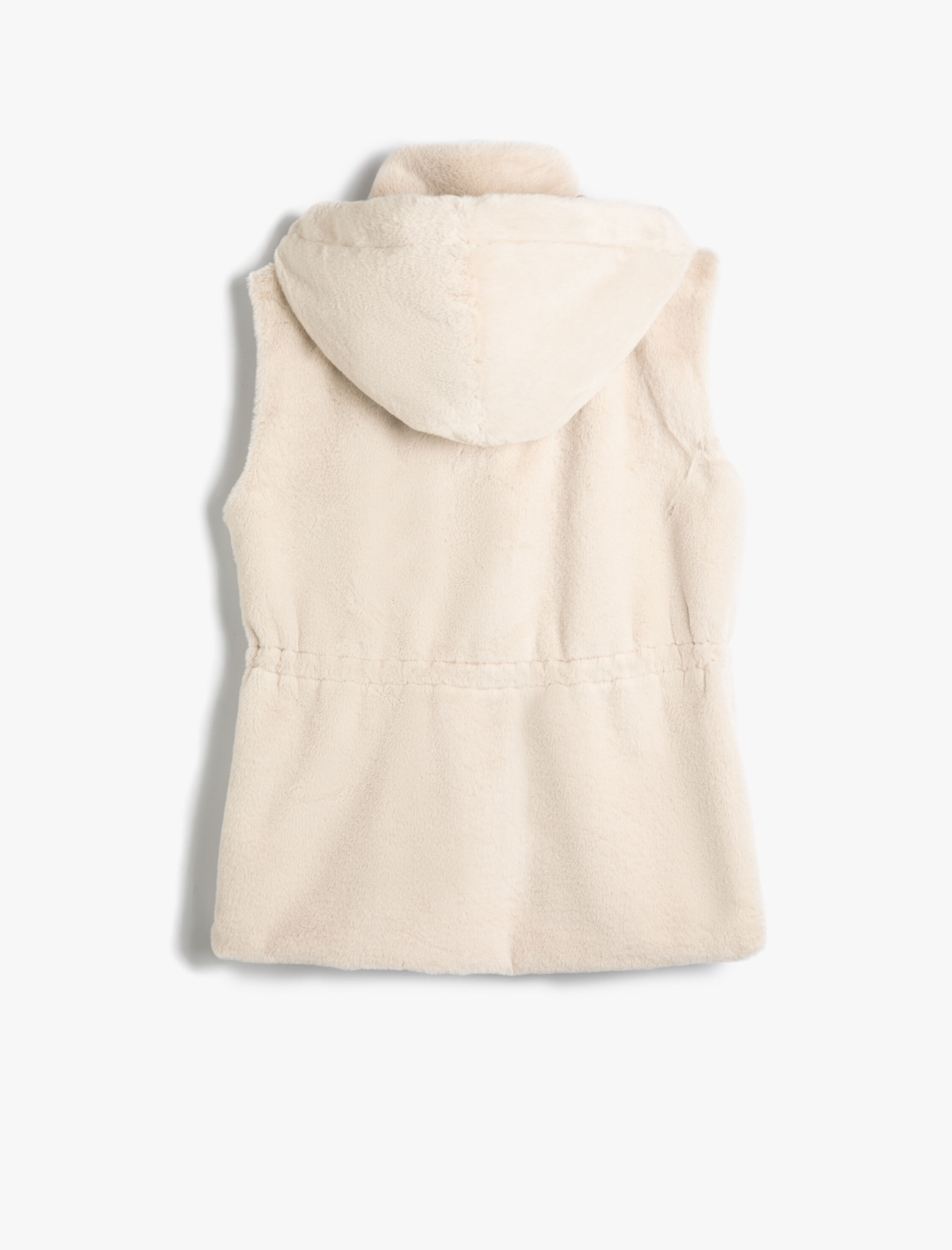   Peluş Yelek Kapşonlu Beli Lastik Detaylı Cepli