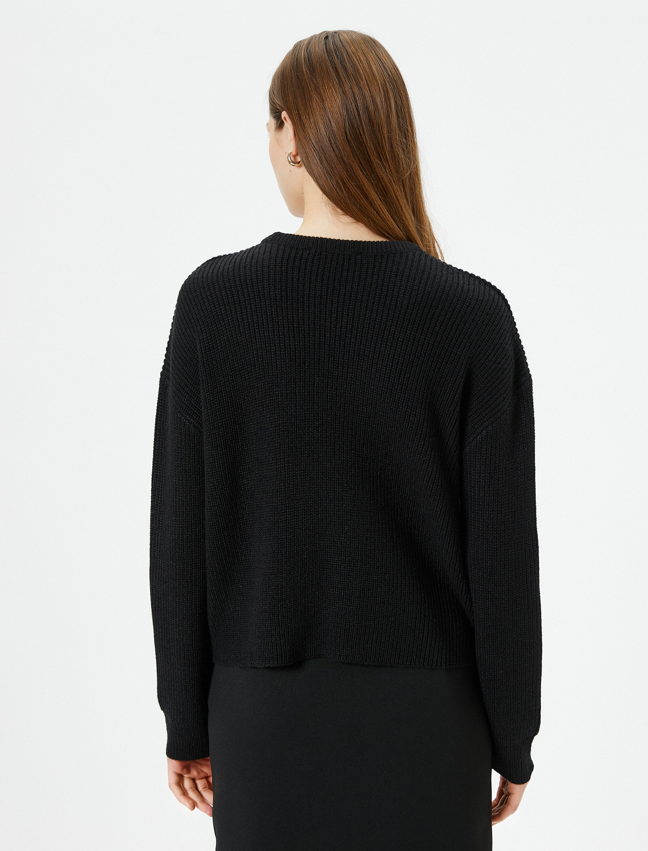   Örgü Kazak Bisiklet Yaka Uzun Kollu