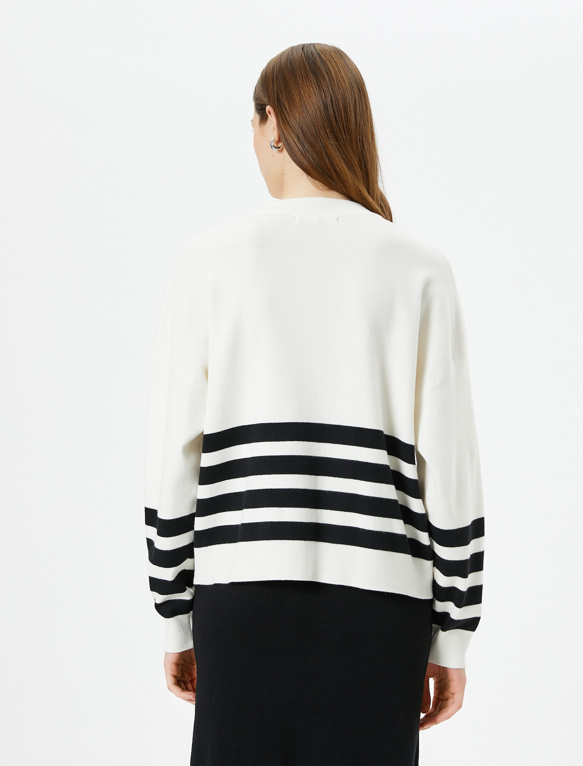   Oversize Kazak Bisiklet Yaka Uzun Kollu