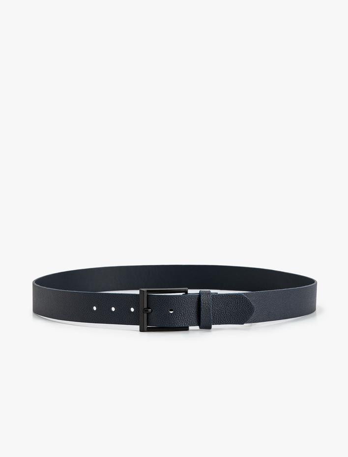 Erkek Kemer Deri Görünümlü Metal Toka Detaylı