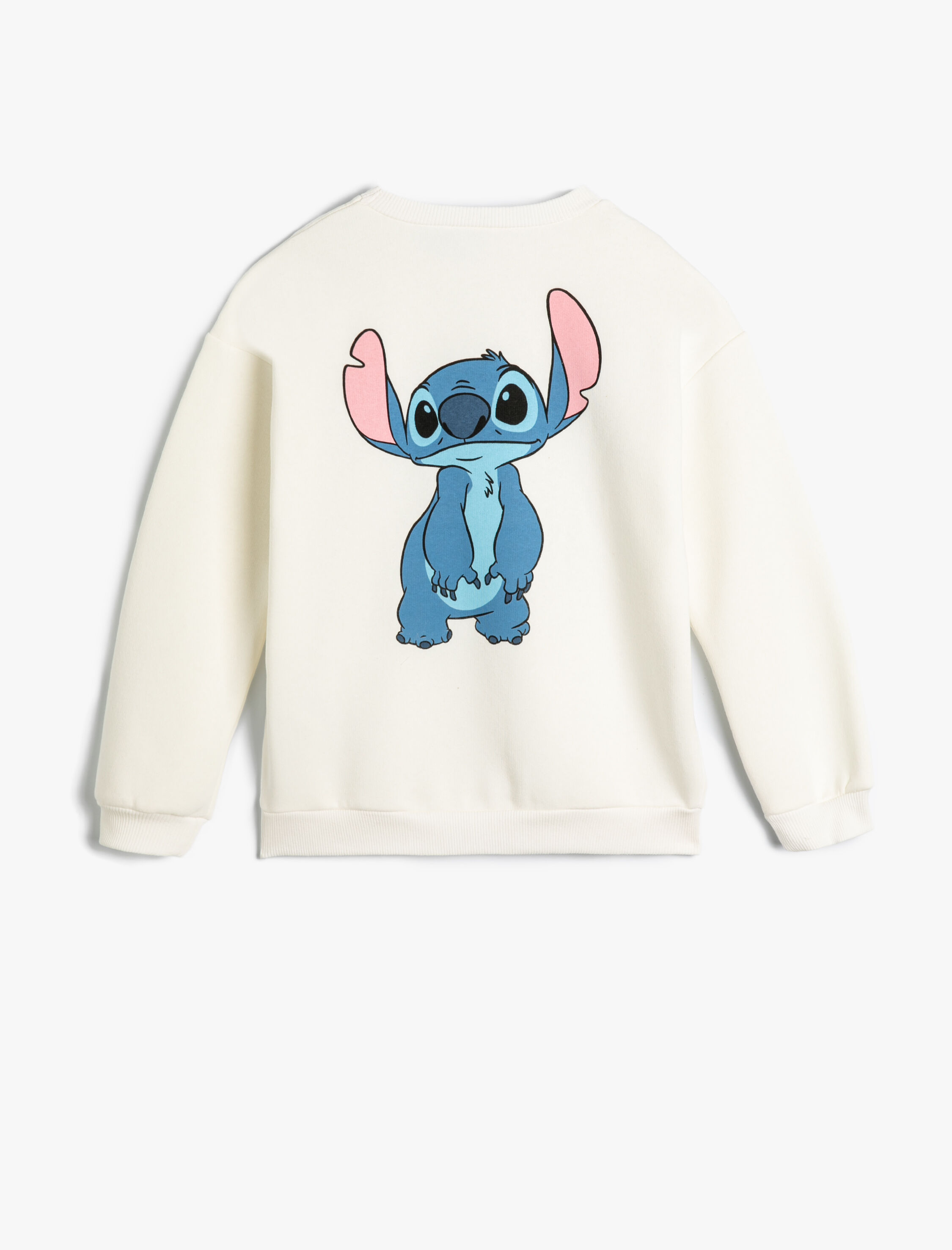  Kız Çocuk Stitch Sweatshirt Lisanslı Uzun Kollu Bisiklet Yaka Pamuklu Şardonlu