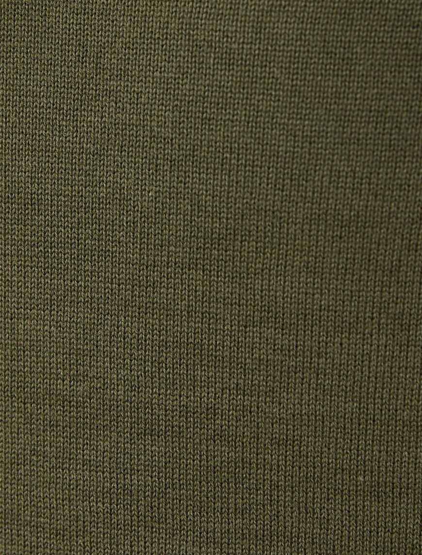   Yarım Fermuarlı Kazak Triko Dik Yaka Slim Fit Pamuklu