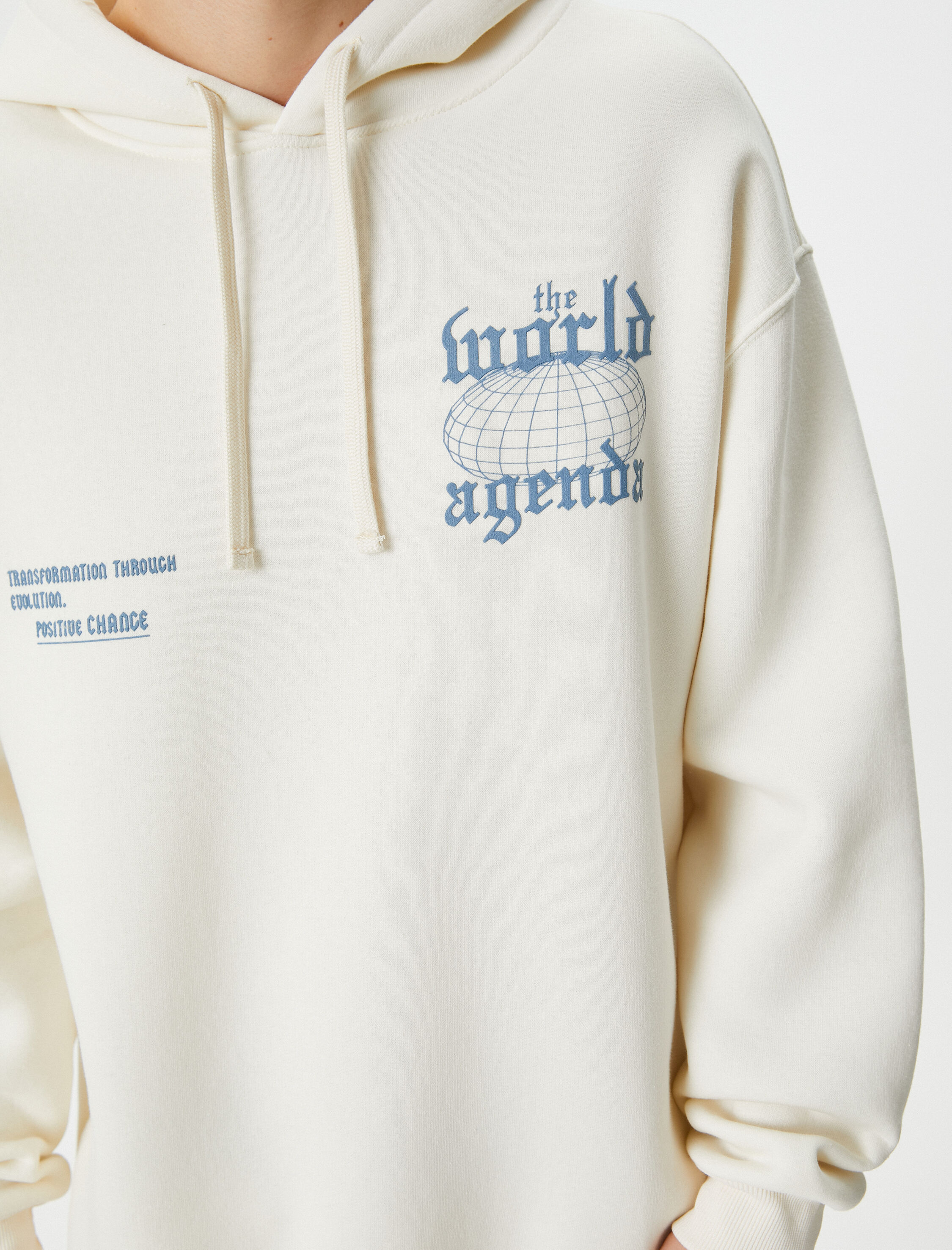   Oversize Sweatshirt Kapşonlu Arkası Baskılı Sloganlı Şardonlu