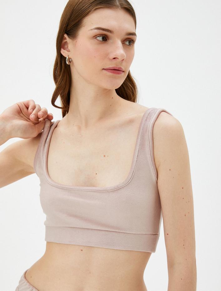  Kadife Crop Pijama Üstü Yumuşak Dokulu