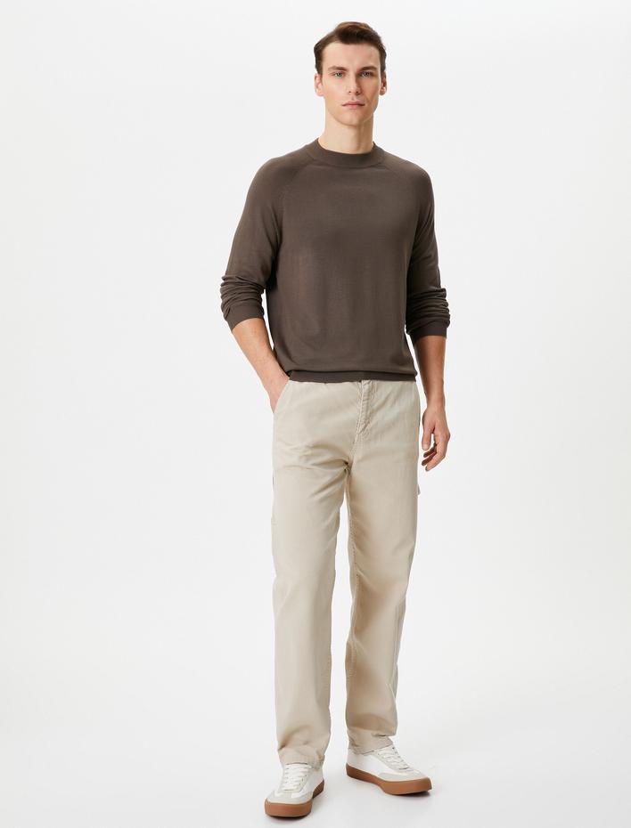  Basic Kazak Triko Dik Yaka Uzun Kollu