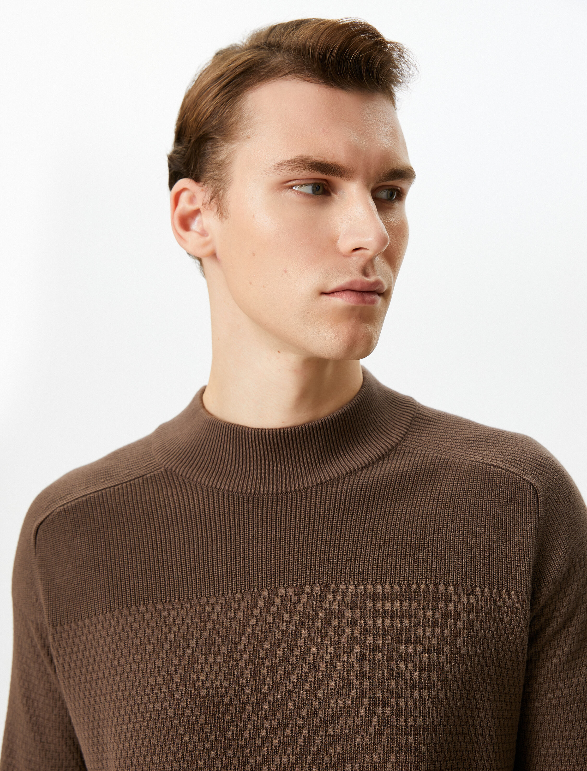   Yarım Balıkçı Yaka Kazak Triko Slim Fit Dokulu