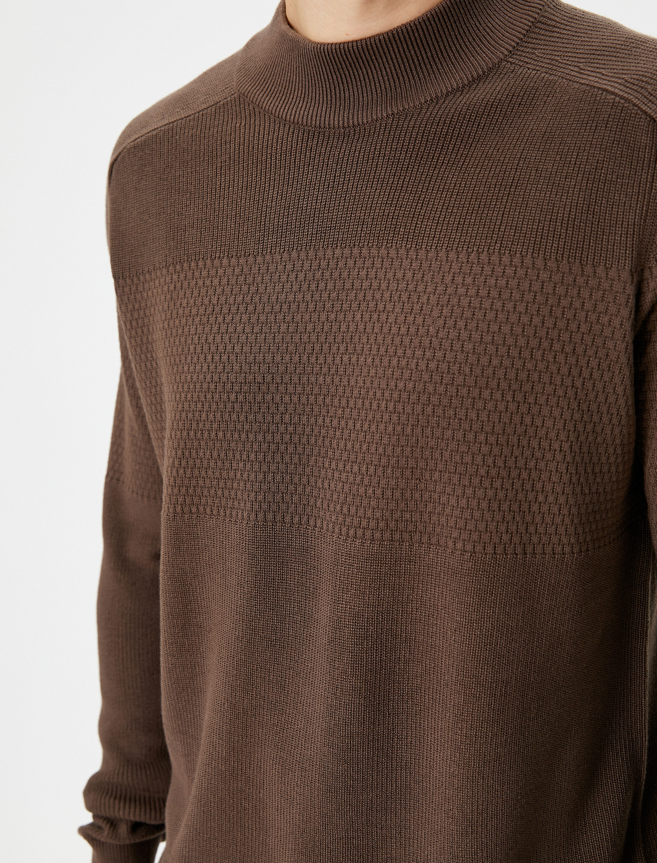   Yarım Balıkçı Yaka Kazak Triko Slim Fit Dokulu