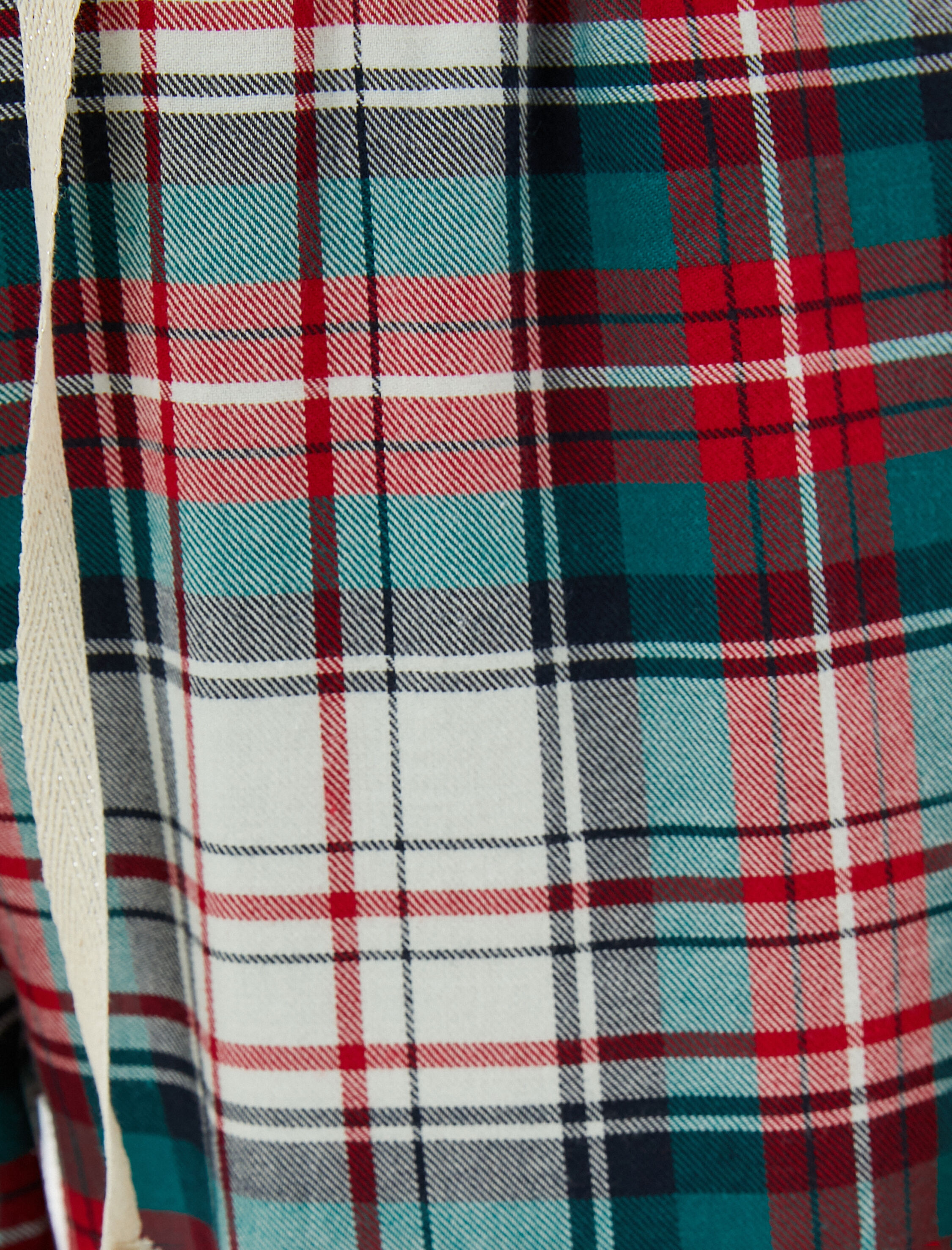   Kareli Pijama Altı Beli Bağcıklı Yılbaşı Temalı Pamuklu