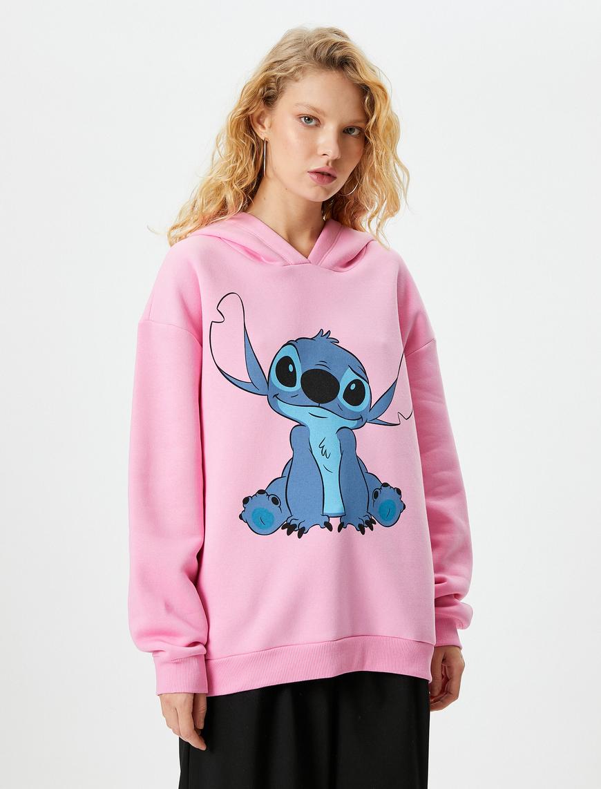   Stitch Kapşonlu Sweatshirt Lisanslı Uzun Kollu Rahat Kalıp