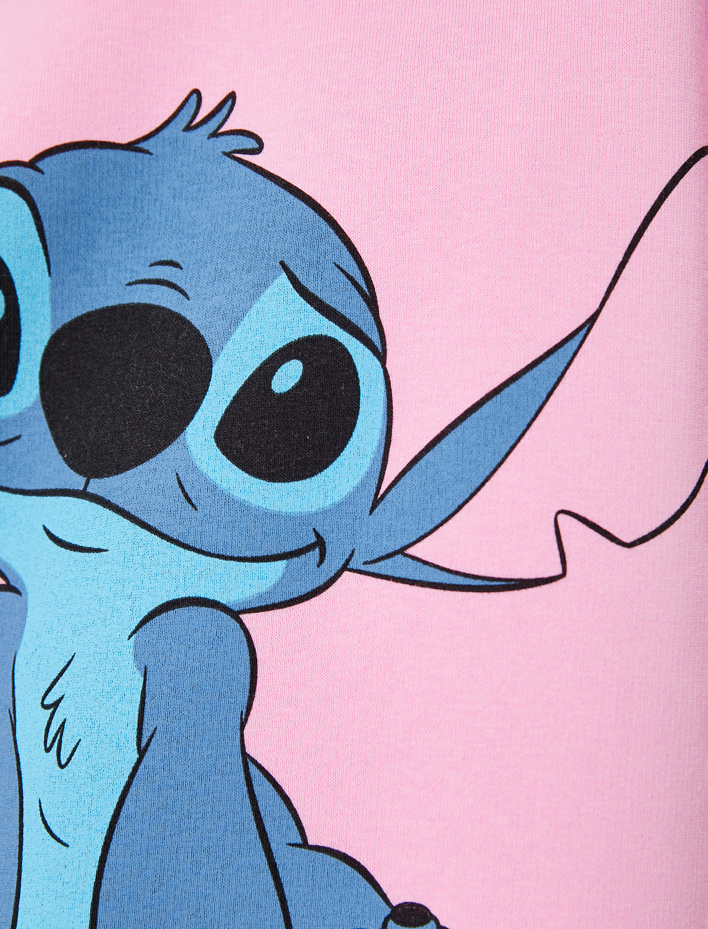   Şardonlu Stitch Kapşonlu Sweatshirt Lisanslı Uzun Kollu Rahat Kalıp