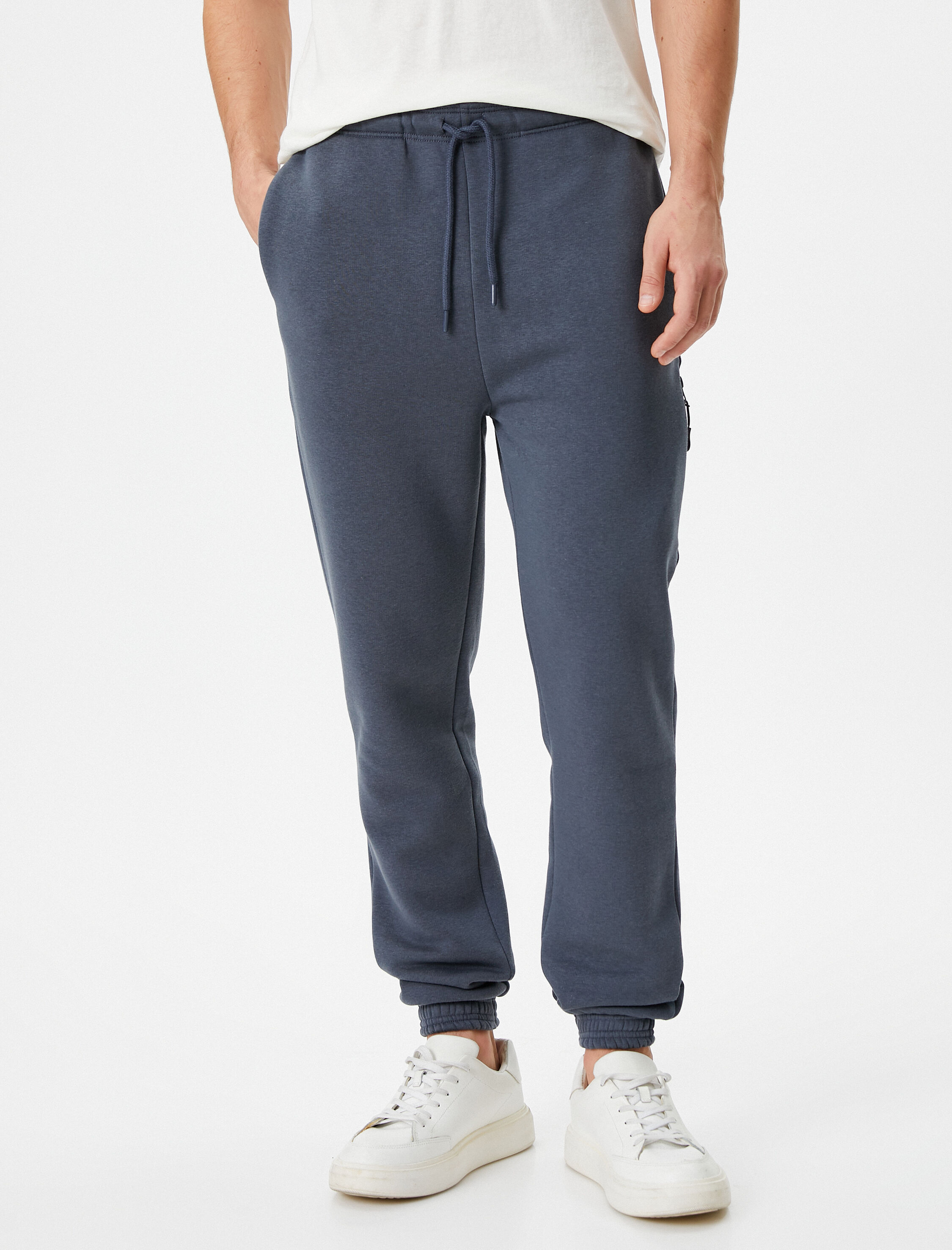   Jogger Eşofman Altı Beli Bağcıklı Fermuar Detaylı Cepli Şardonlu