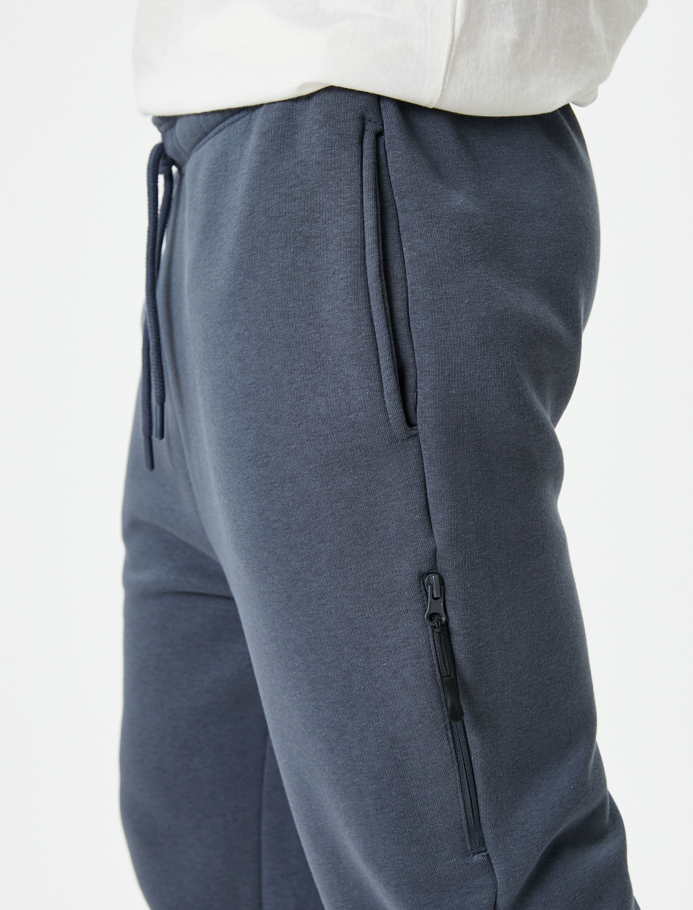   Jogger Eşofman Altı Beli Bağcıklı Fermuar Detaylı Cepli Şardonlu