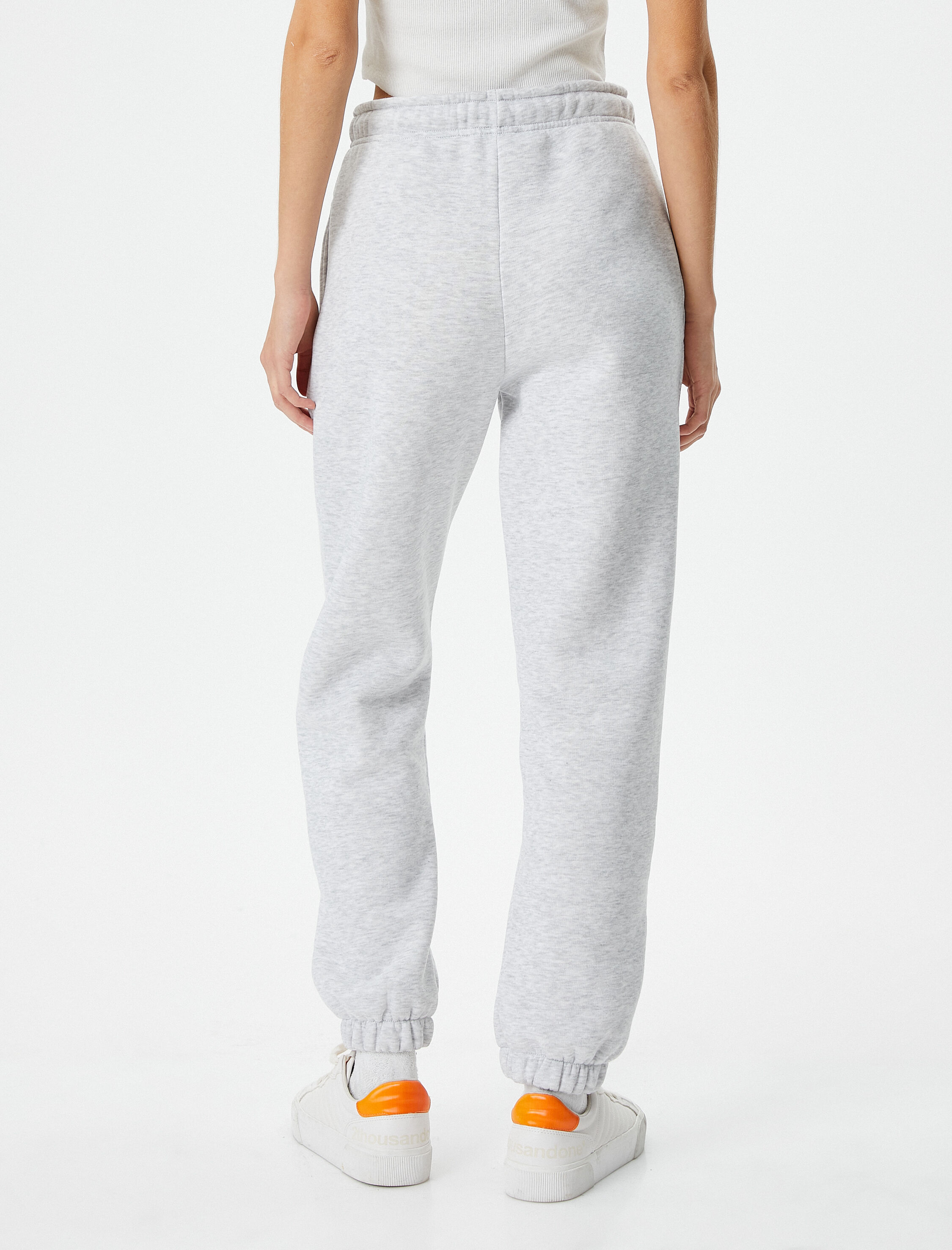   Şardonlu Jogger Eşofman Altı Beli Bağlamalı Rahat Kalıp Cepli Pamuklu