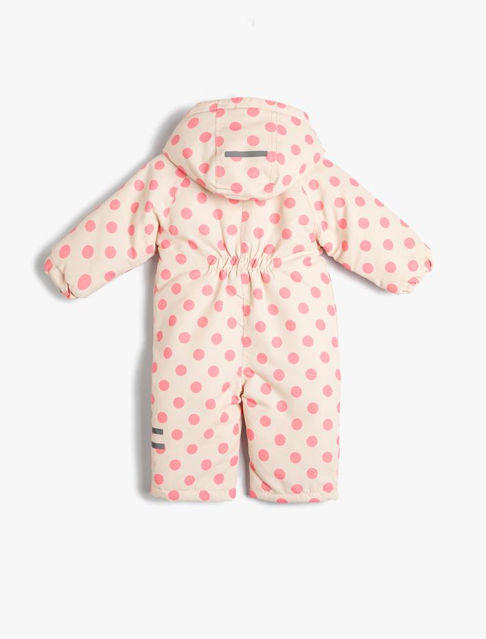 Kız Bebek Astronot Tulum Kapşonlu Dolgulu Fermuarlı Peluş Astarlı